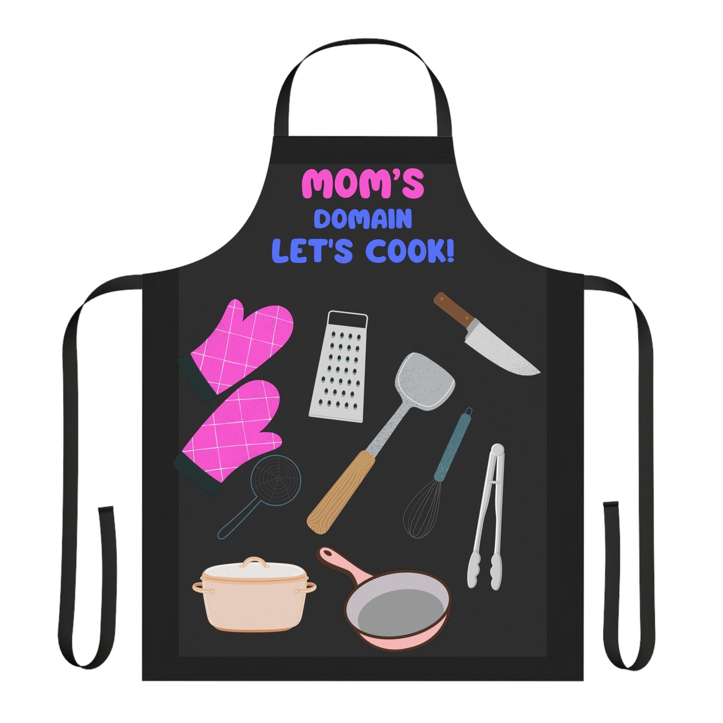 Mom's Domain Apron, 5-Color Straps.  Great gift for Mothers, Grandmothers and Daughters