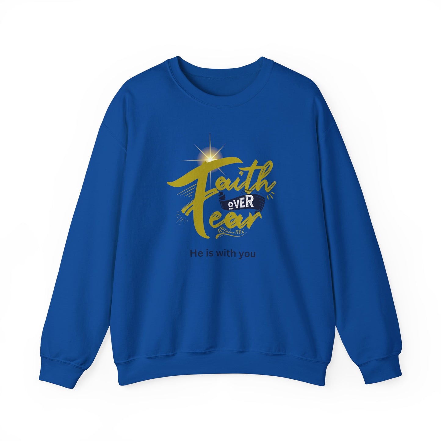 Faith Over Fear Unisex Heavy Blend™ Crewneck Sweatshirt. Great gift for family, friends, and workers.