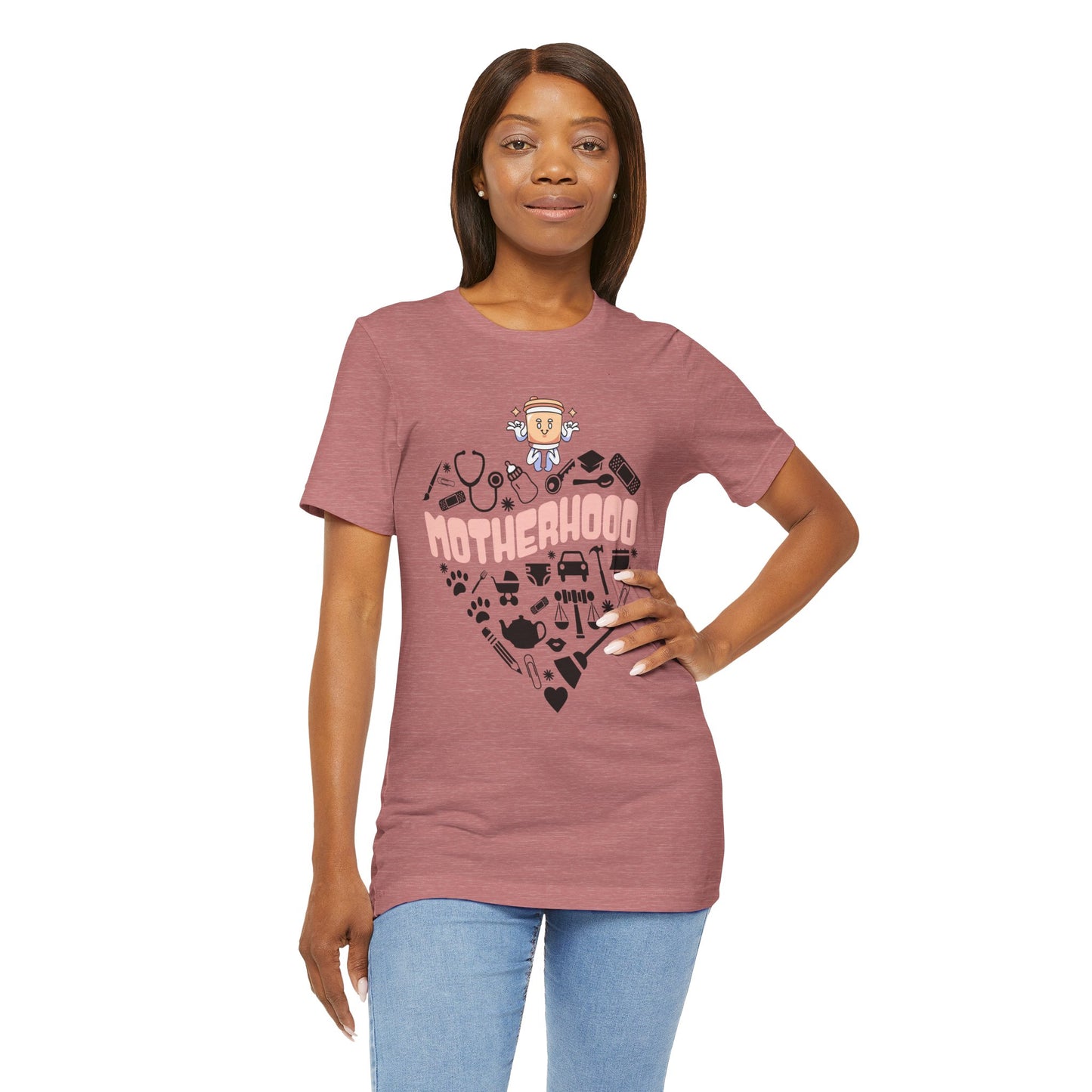 Motherhood Jersey Short Sleeve Tee. Great gift for Mothers, Grandmothers, Daughters and family and friends