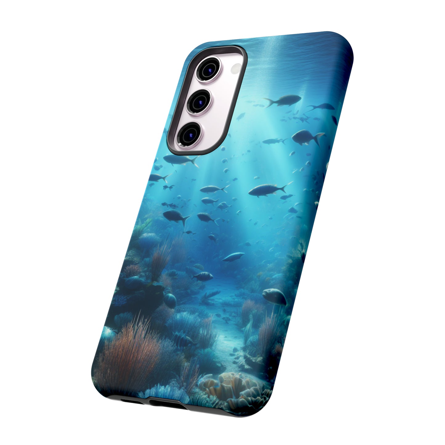 Fish swimming in an ocean Tough phone Cases. Ideal for marine lovers, mom, day, grandparents, birthdays