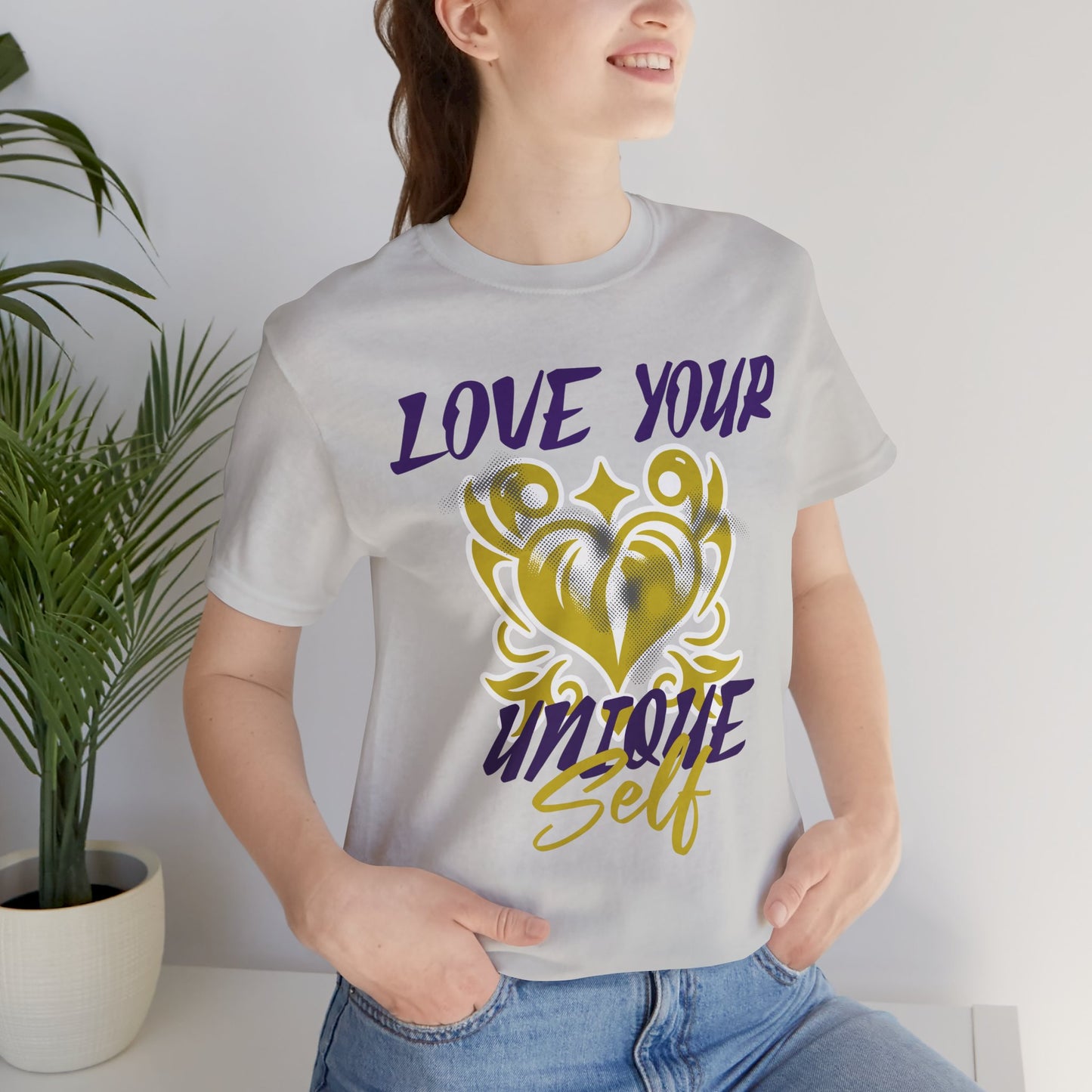 Love Your Unique Self Unisex Jersey Short Sleeve Tee. A great inspirational gift for mothers, daughters, family and friends