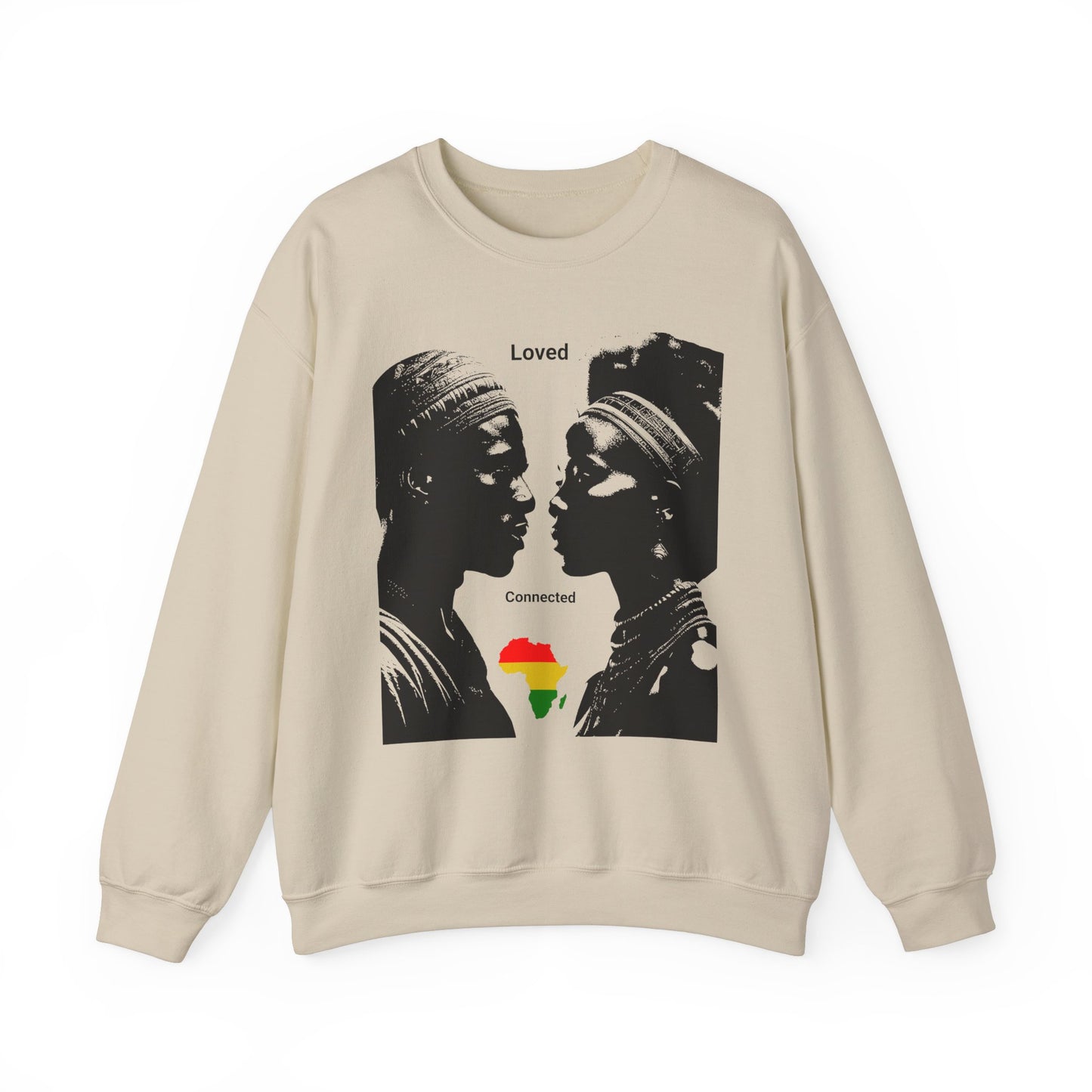 Loved Connected African Couple Unisex Heavy Blend™ Crewneck Sweatshirt. A motivational sweatshirt men, women, cultural