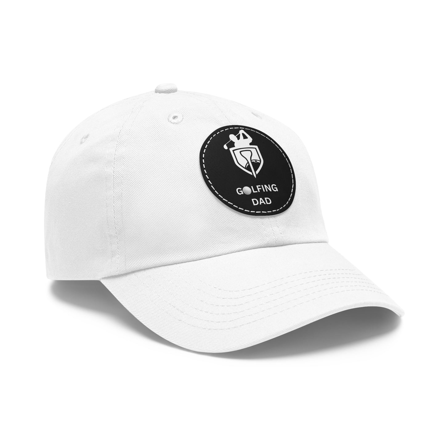 Dad Golf Hat with Leather Patch. Great for outdoors to protect from sun