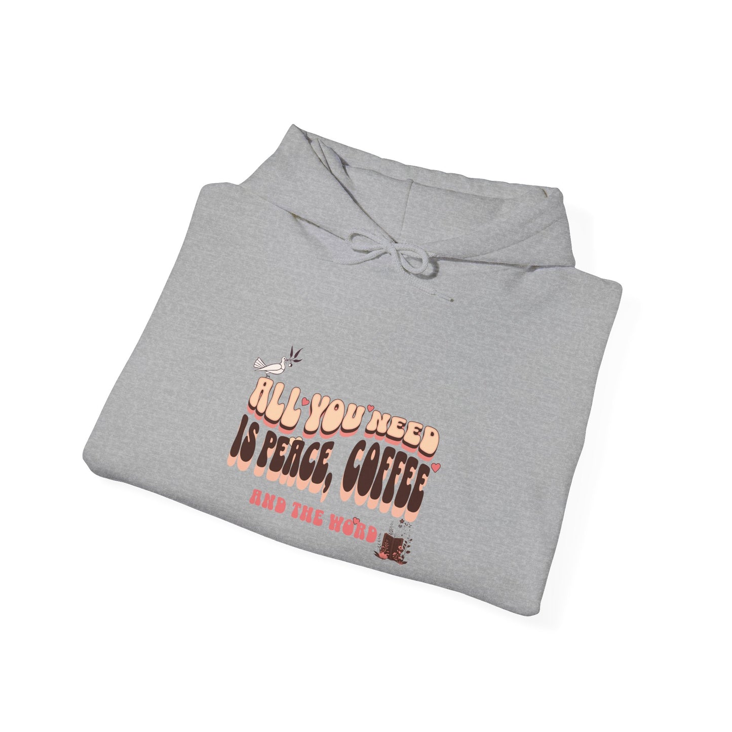 All You Need is Coffee and The Word Unisex Heavy Blend™ Hooded Sweatshirt. Excellent gift for mom, dad, co-workers, grandparents