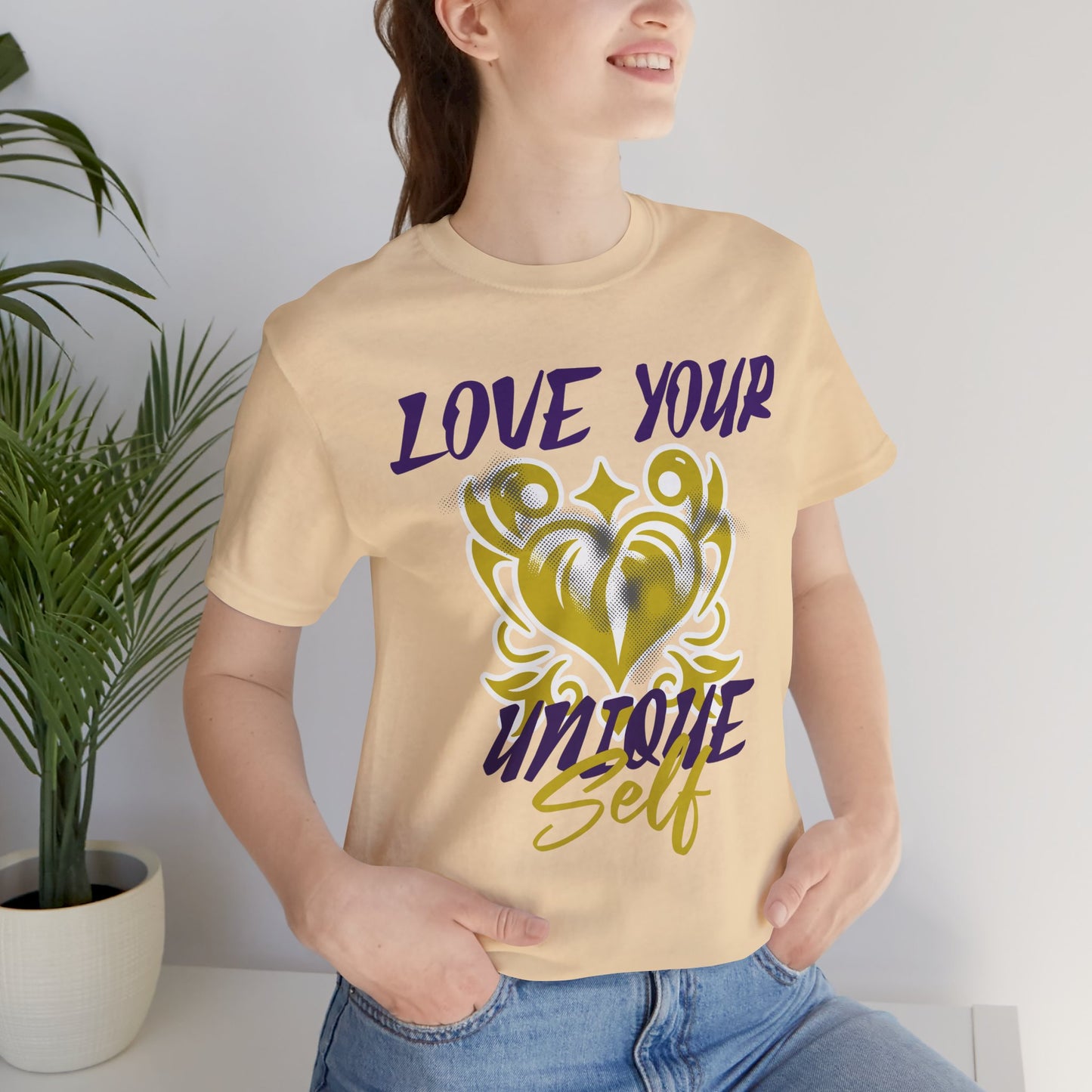 Love Your Unique Self Unisex Jersey Short Sleeve Tee. A great inspirational gift for mothers, daughters, family and friends