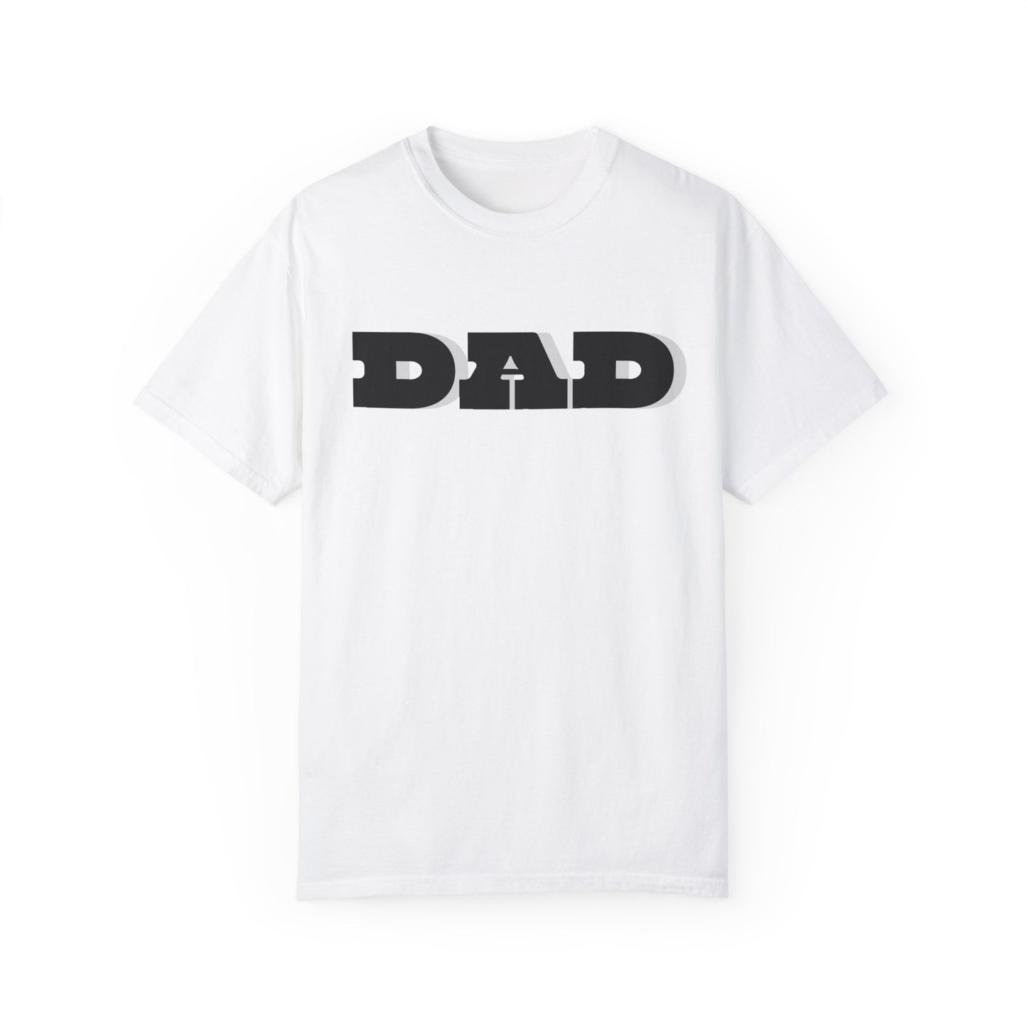 DAD White with Black Letters Garment-Dyed T-shirt. Great Gift for Fathers, Grandfathers for any occasion