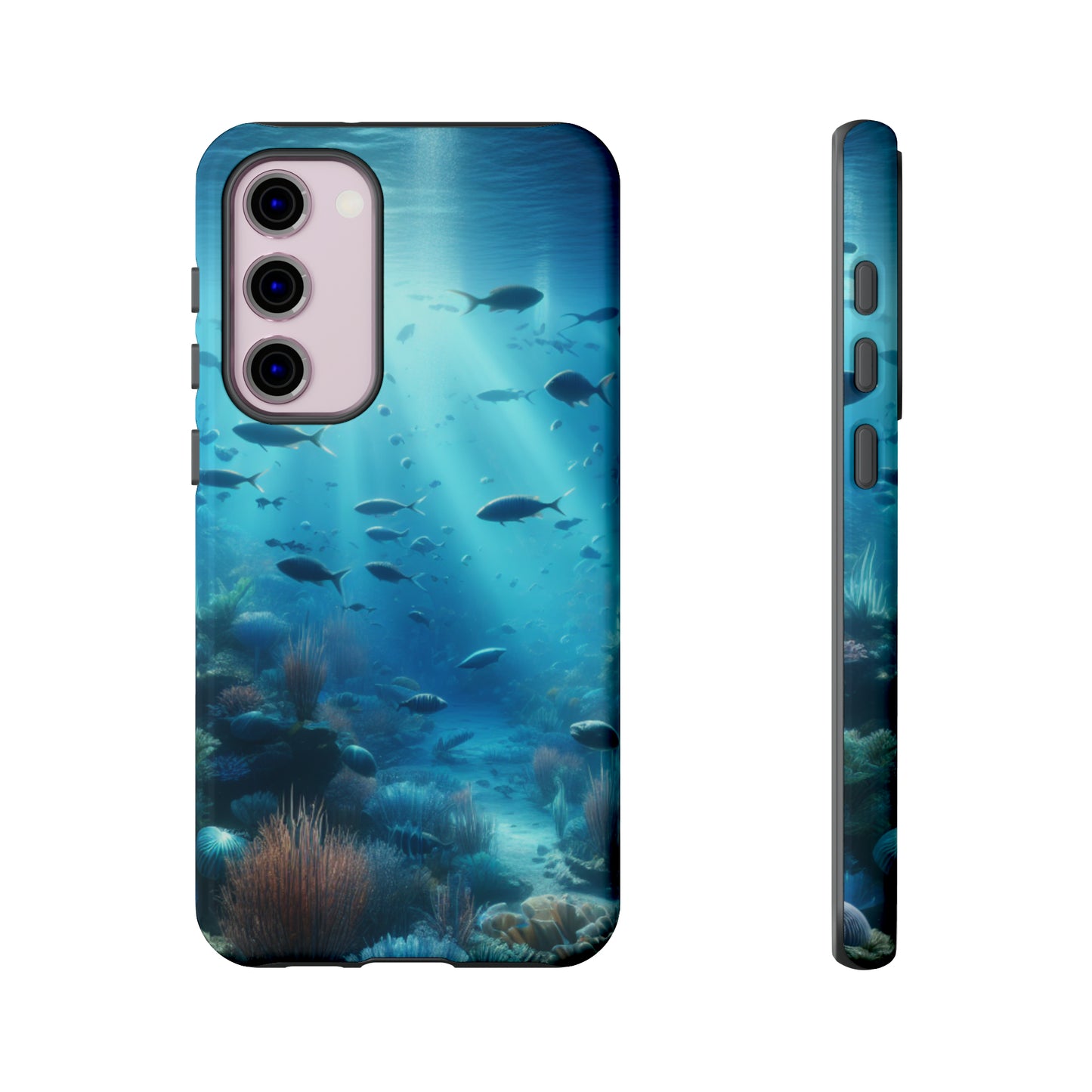 Fish swimming in an ocean Tough phone Cases. Ideal for marine lovers, mom, day, grandparents, birthdays