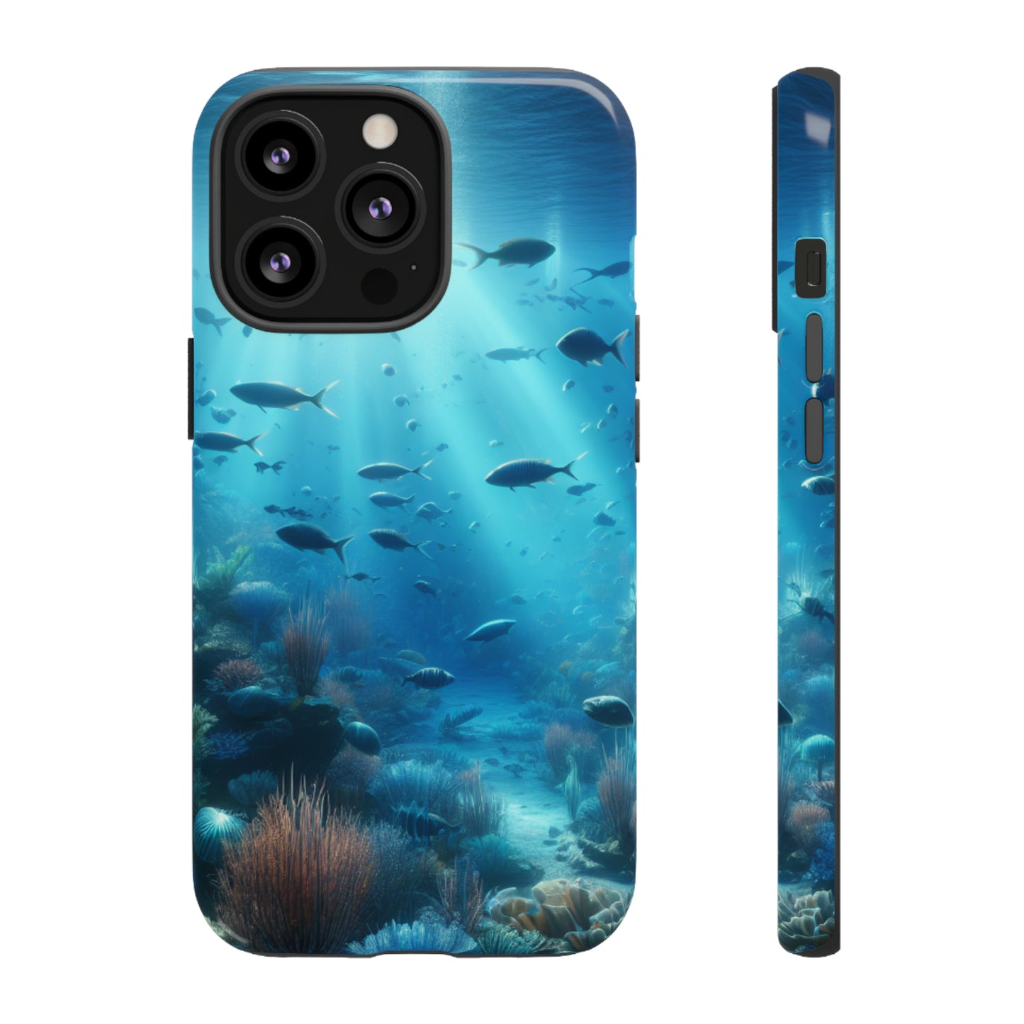 Fish swimming in an ocean Tough phone Cases. Ideal for marine lovers, mom, day, grandparents, birthdays