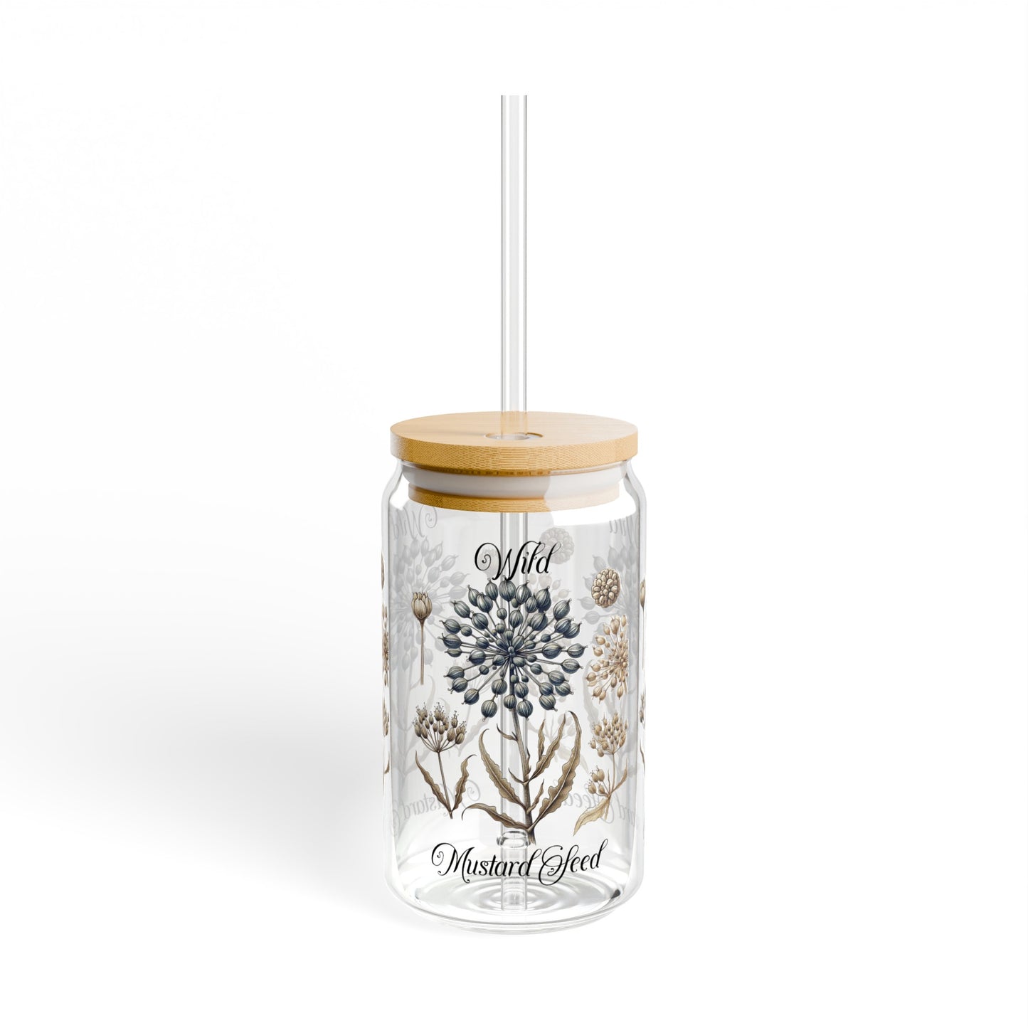 Mustard Seed Sipper Glass, 16oz makes a great gift for mom, grandma, family, friends or any flower enthusiast.