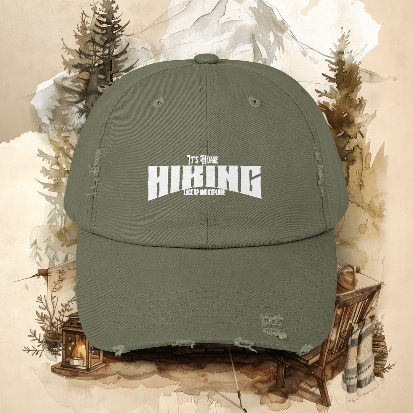 Hiking Unisex Distressed Cap. Great for Hiking or taking nature walks.