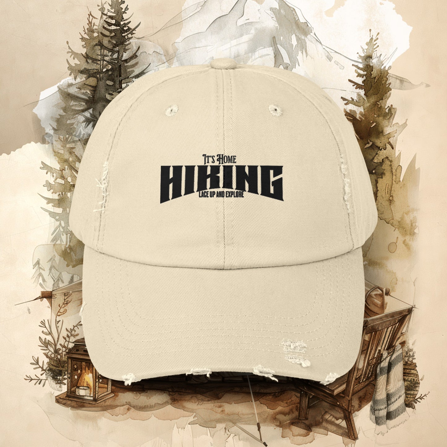 Hiking Unisex Distressed Cap. Great for Hiking or taking nature walks.