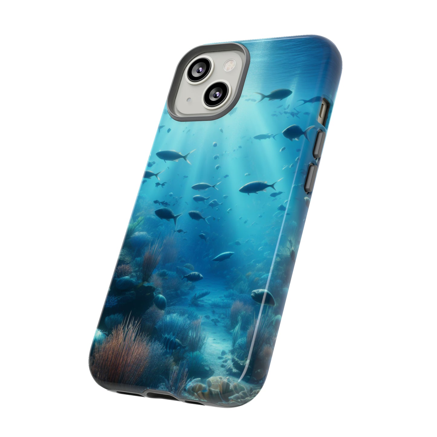 Fish swimming in an ocean Tough phone Cases. Ideal for marine lovers, mom, day, grandparents, birthdays