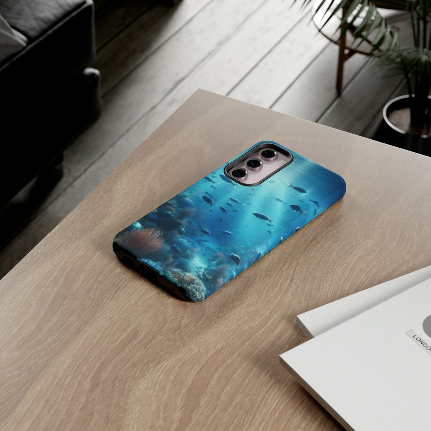 Fish swimming in an ocean Tough phone Cases. Ideal for marine lovers, mom, day, grandparents, birthdays