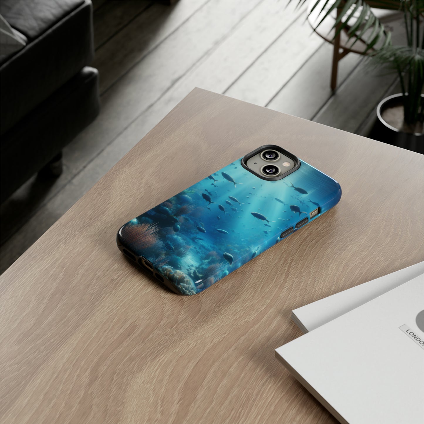 Fish swimming in an ocean Tough phone Cases. Ideal for marine lovers, mom, day, grandparents, birthdays