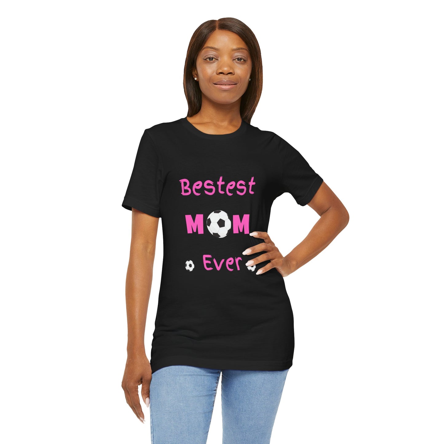 Bestest Soccer Mom Jersey Short Sleeve Tee. Gift for moms, daughters, sisters and grandmothers