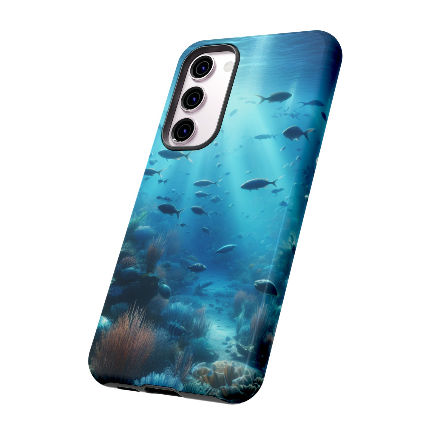 Fish swimming in an ocean Tough phone Cases. Ideal for marine lovers, mom, day, grandparents, birthdays