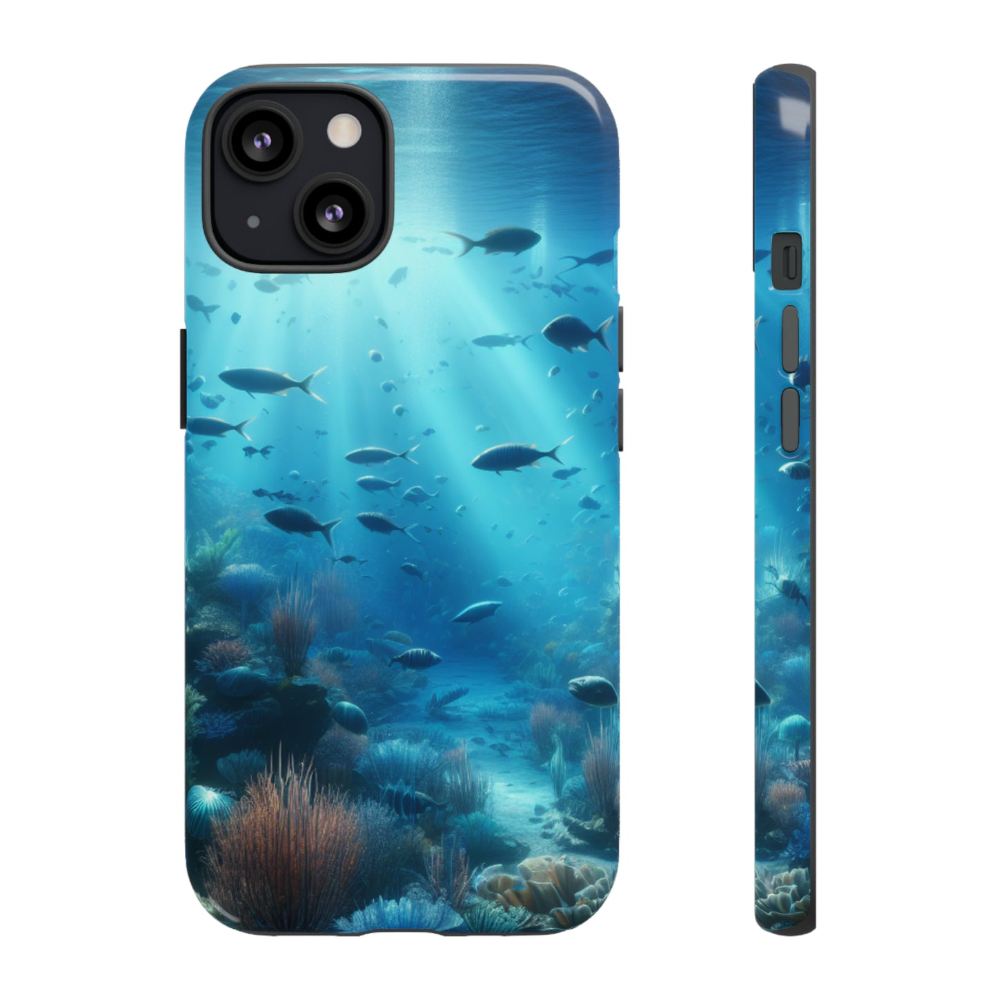 Fish swimming in an ocean Tough phone Cases. Ideal for marine lovers, mom, day, grandparents, birthdays