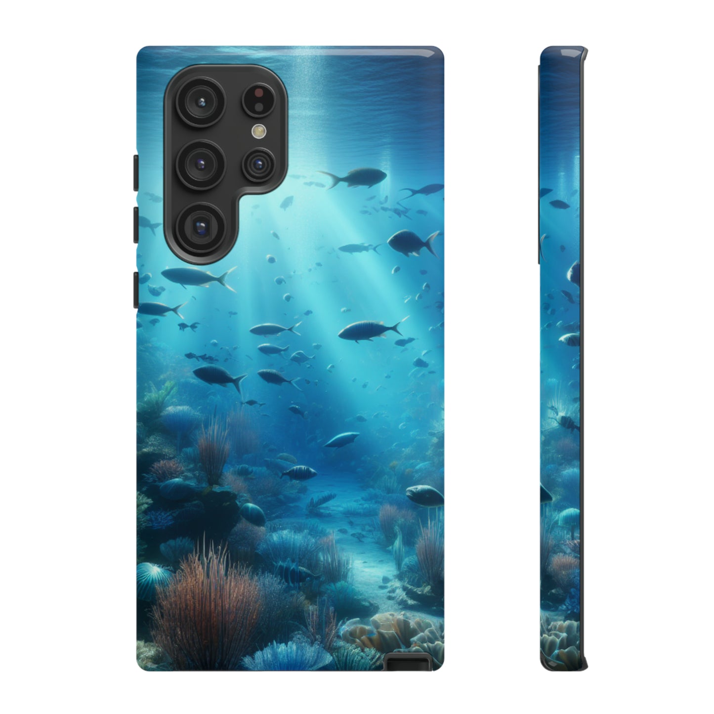 Fish swimming in an ocean Tough phone Cases. Ideal for marine lovers, mom, day, grandparents, birthdays