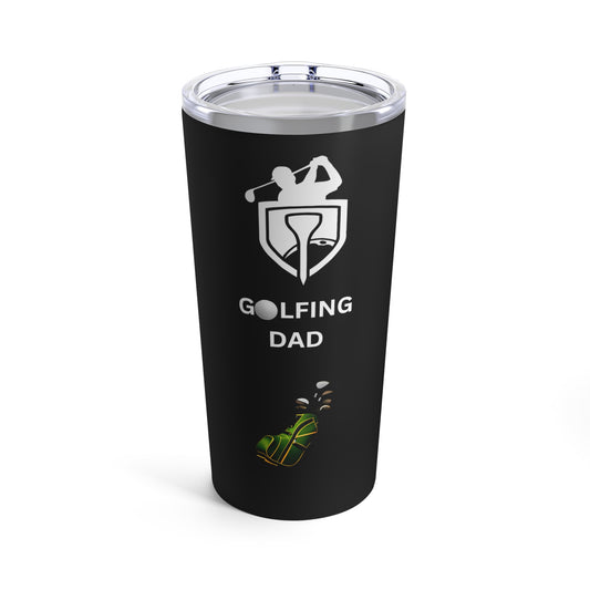 Dad's Golf with bag and clubs Black Tumbler 20oz. Great gift for Father's Day, Birthdays, any occasion, or Holiday