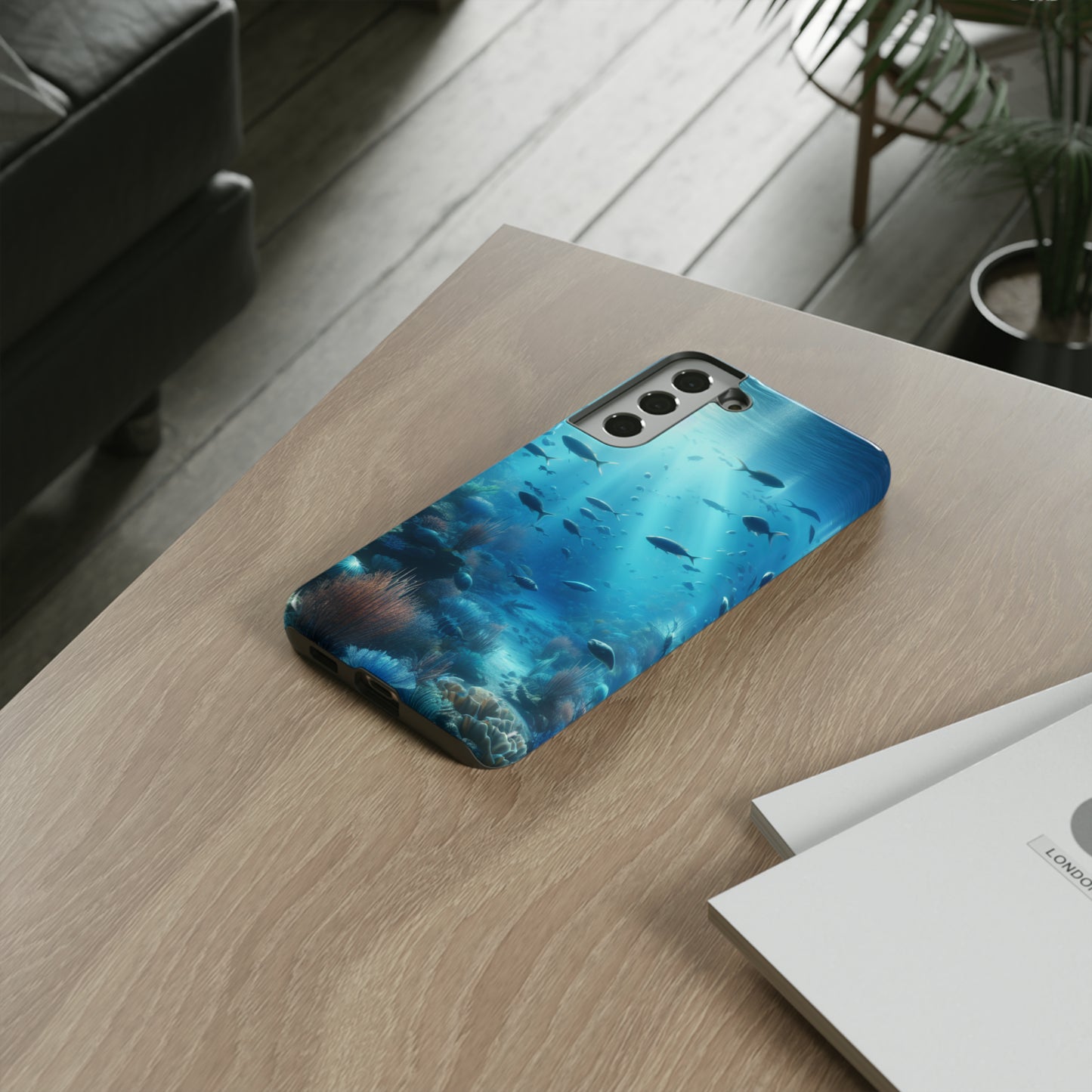 Fish swimming in an ocean Tough phone Cases. Ideal for marine lovers, mom, day, grandparents, birthdays