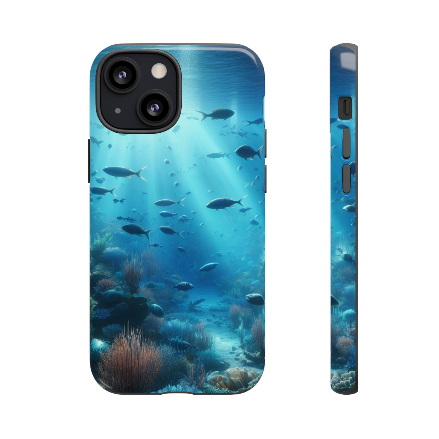 Fish swimming in an ocean Tough phone Cases. Ideal for marine lovers, mom, day, grandparents, birthdays