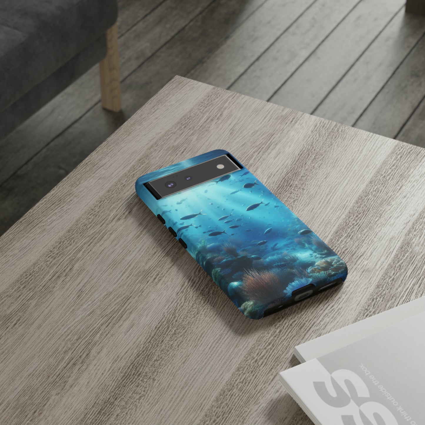 Fish swimming in an ocean Tough phone Cases. Ideal for marine lovers, mom, day, grandparents, birthdays