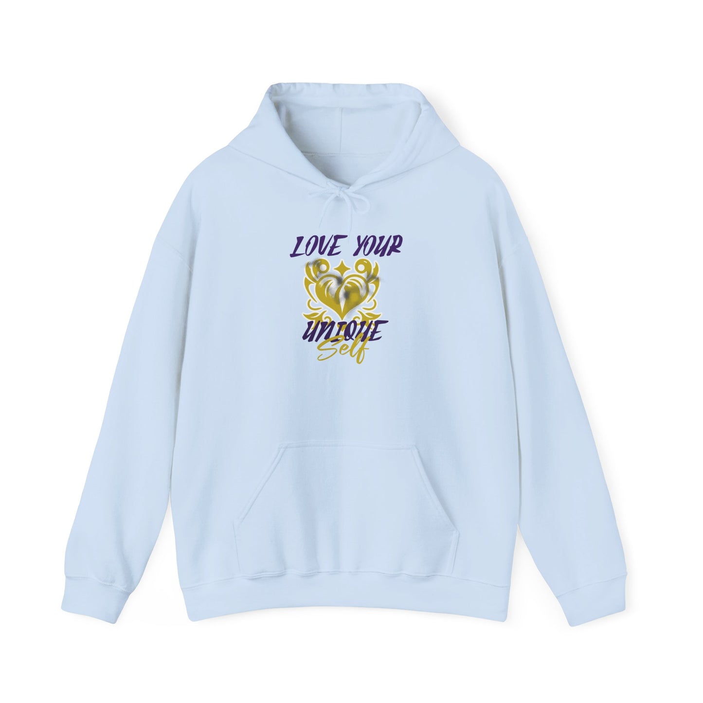 Love Your Unique Self Unisex Heavy Blend™ Hooded Sweatshirt. Perfect gift to uplift and motivate for mom, dad, co-workers, friends