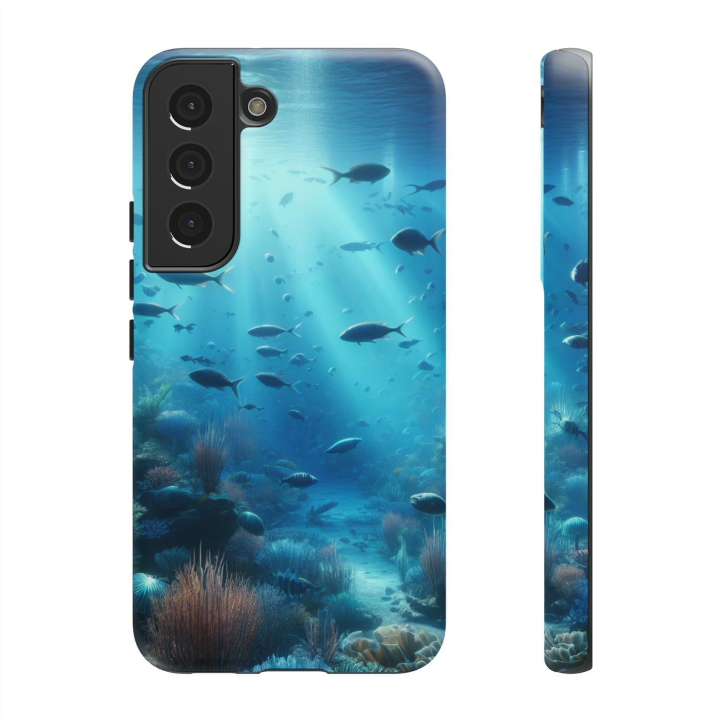 Fish swimming in an ocean Tough phone Cases. Ideal for marine lovers, mom, day, grandparents, birthdays