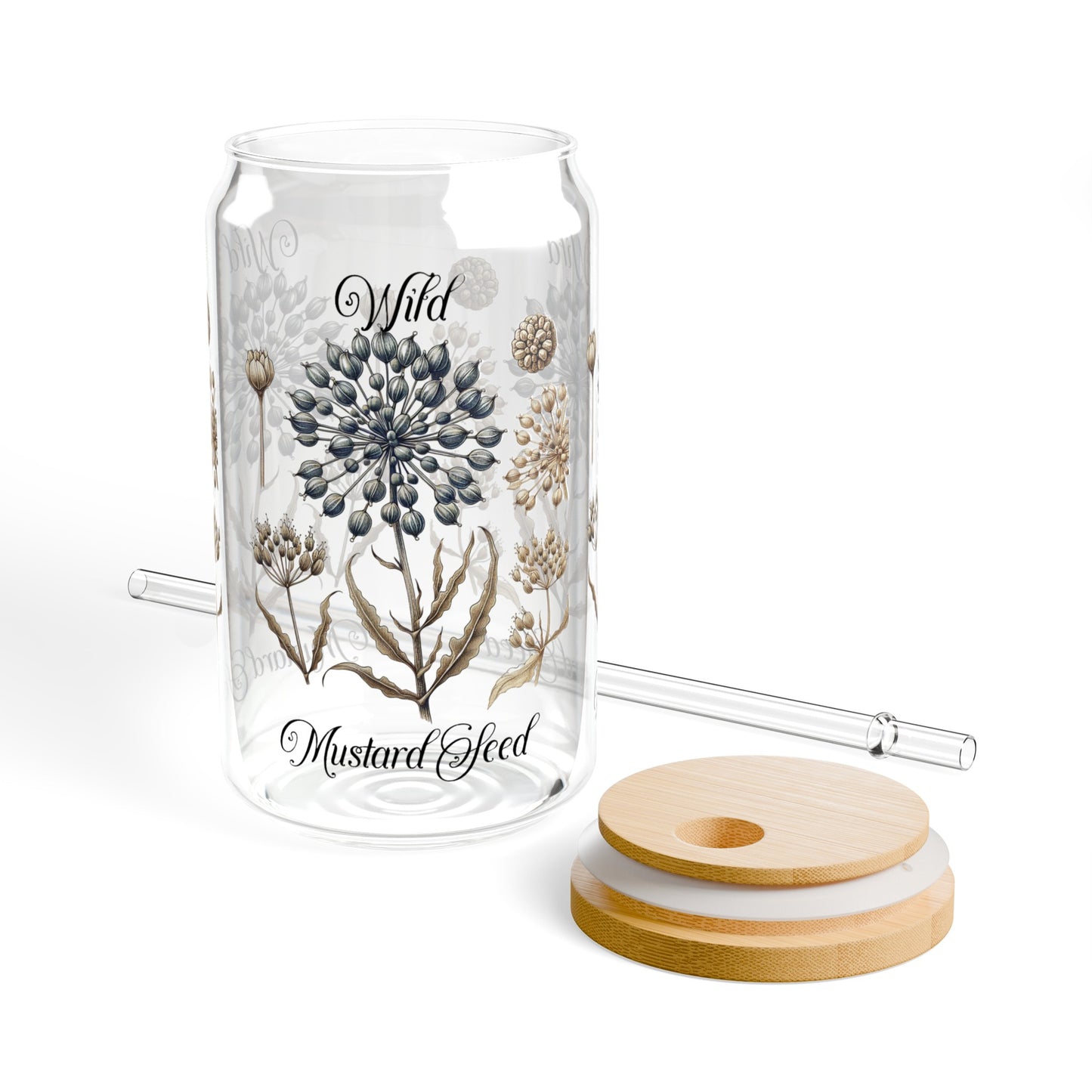 Mustard Seed Sipper Glass, 16oz makes a great gift for mom, grandma, family, friends or any flower enthusiast.