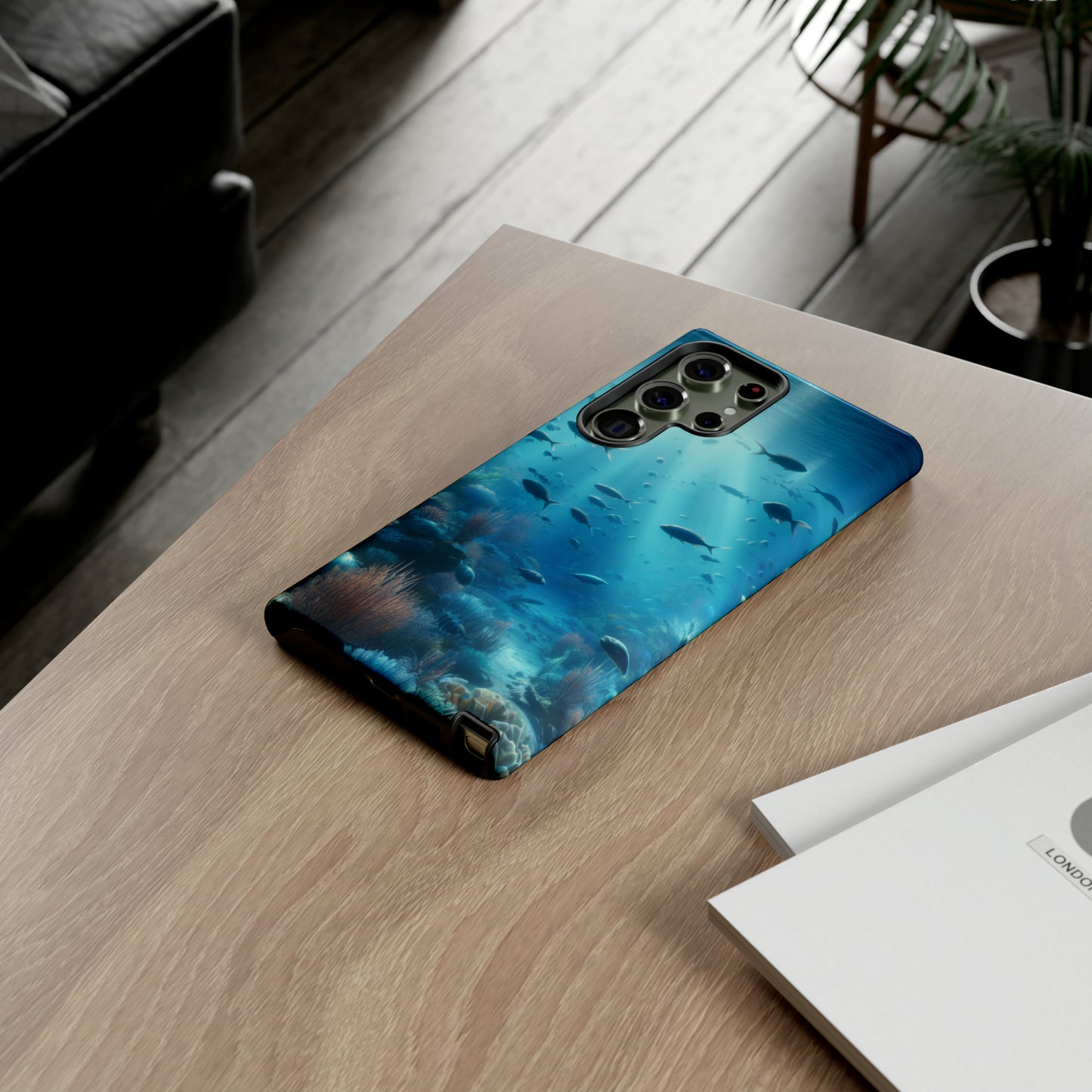 Fish swimming in an ocean Tough phone Cases. Ideal for marine lovers, mom, day, grandparents, birthdays