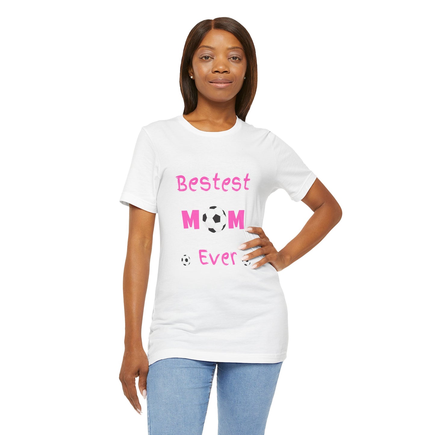 Bestest Soccer Mom Jersey Short Sleeve Tee. Gift for moms, daughters, sisters and grandmothers