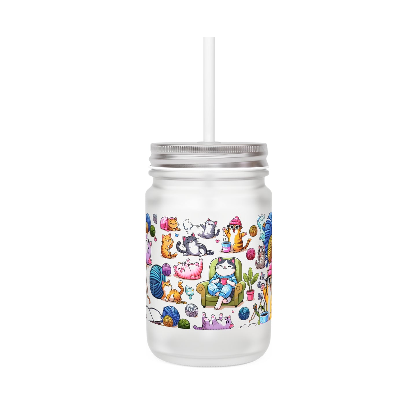 Cat Lovers Frosted Mason Jar. Gift for Birthdays or any occasion