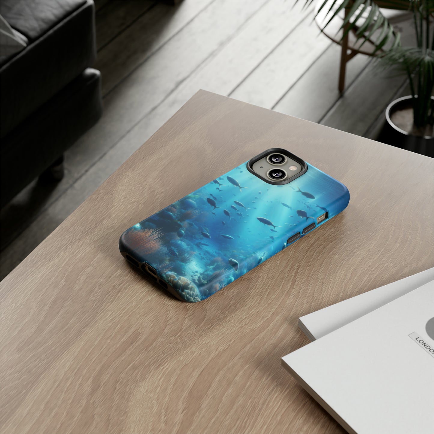 Fish swimming in an ocean Tough phone Cases. Ideal for marine lovers, mom, day, grandparents, birthdays