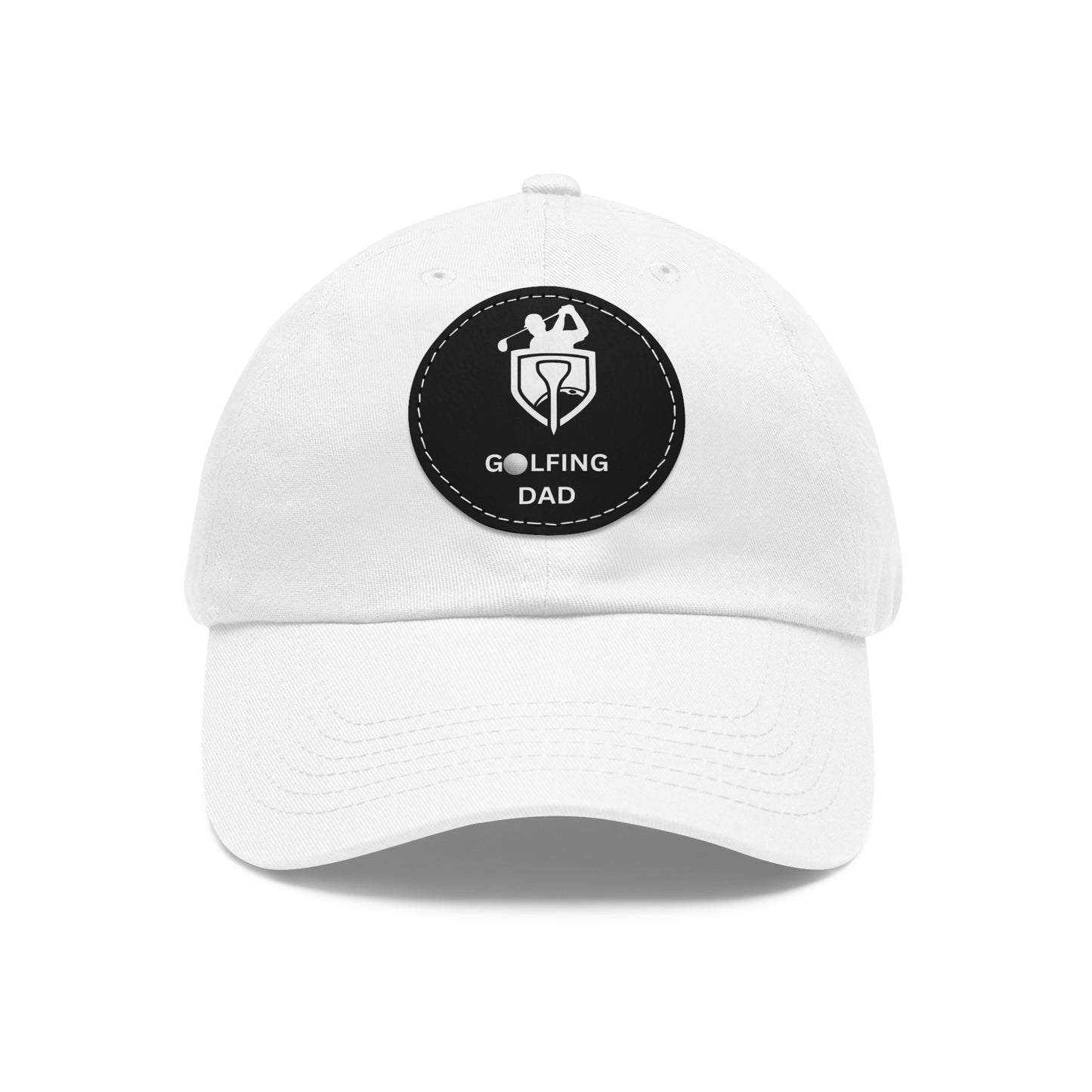 Dad Golf Hat with Leather Patch. Great for outdoors to protect from sun