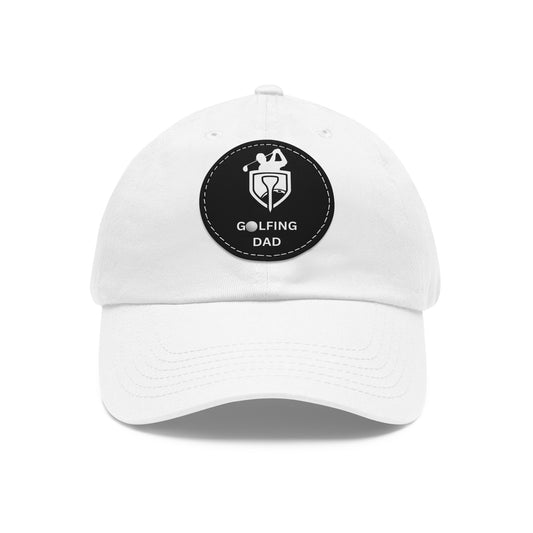 Dad Golf Hat with Leather Patch. Great for outdoors to protect from sun