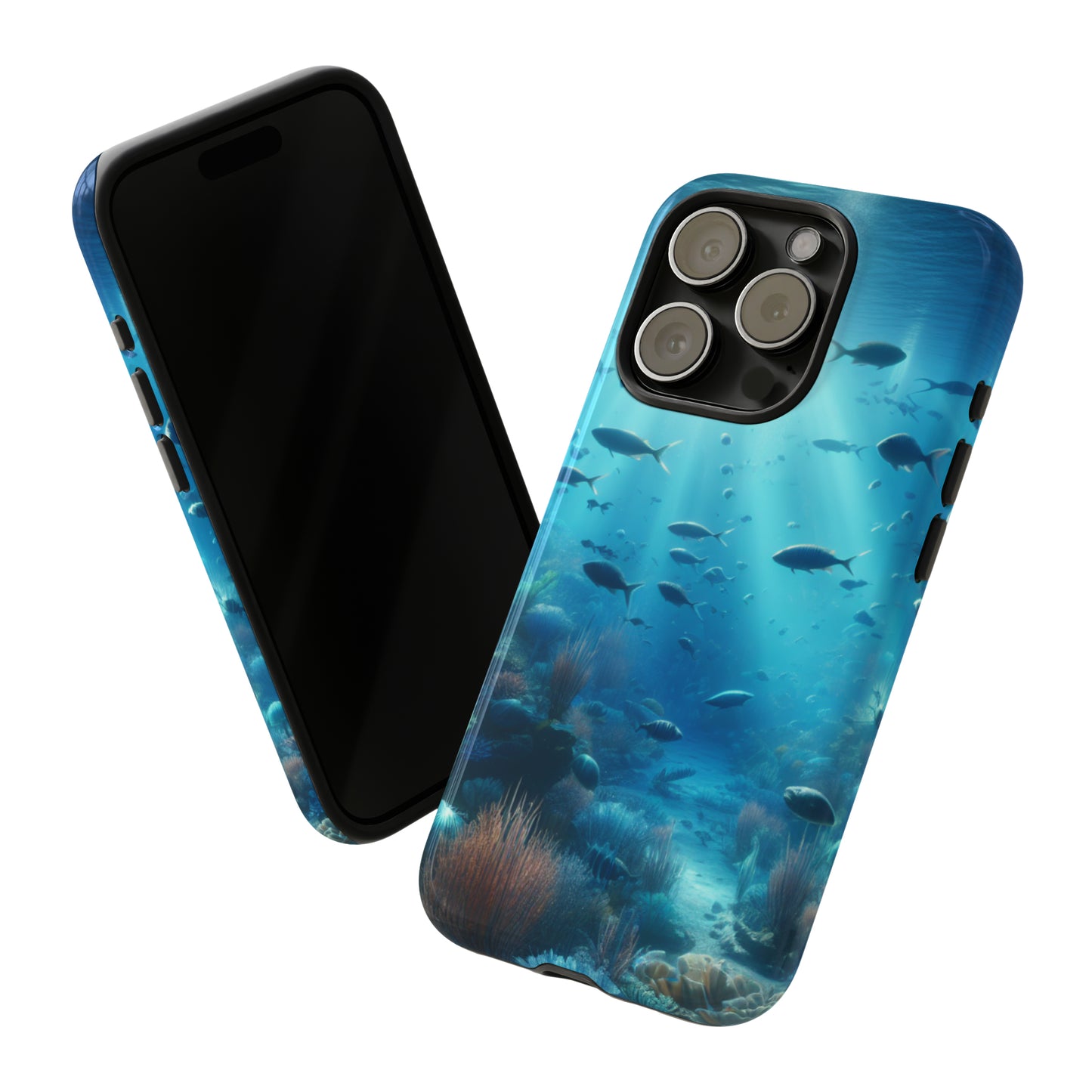 Fish swimming in an ocean Tough phone Cases. Ideal for marine lovers, mom, day, grandparents, birthdays