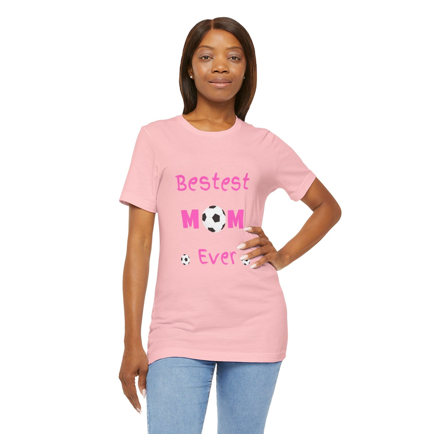 Bestest Soccer Mom Jersey Short Sleeve Tee. Gift for moms, daughters, sisters and grandmothers