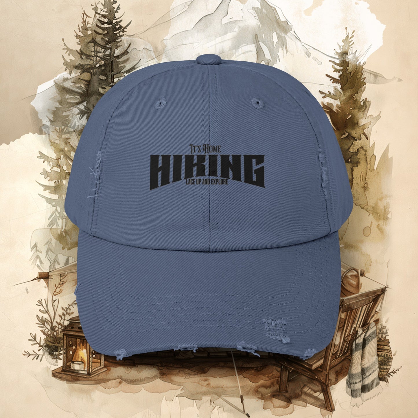 Hiking Unisex Distressed Cap. Great for Hiking or taking nature walks.