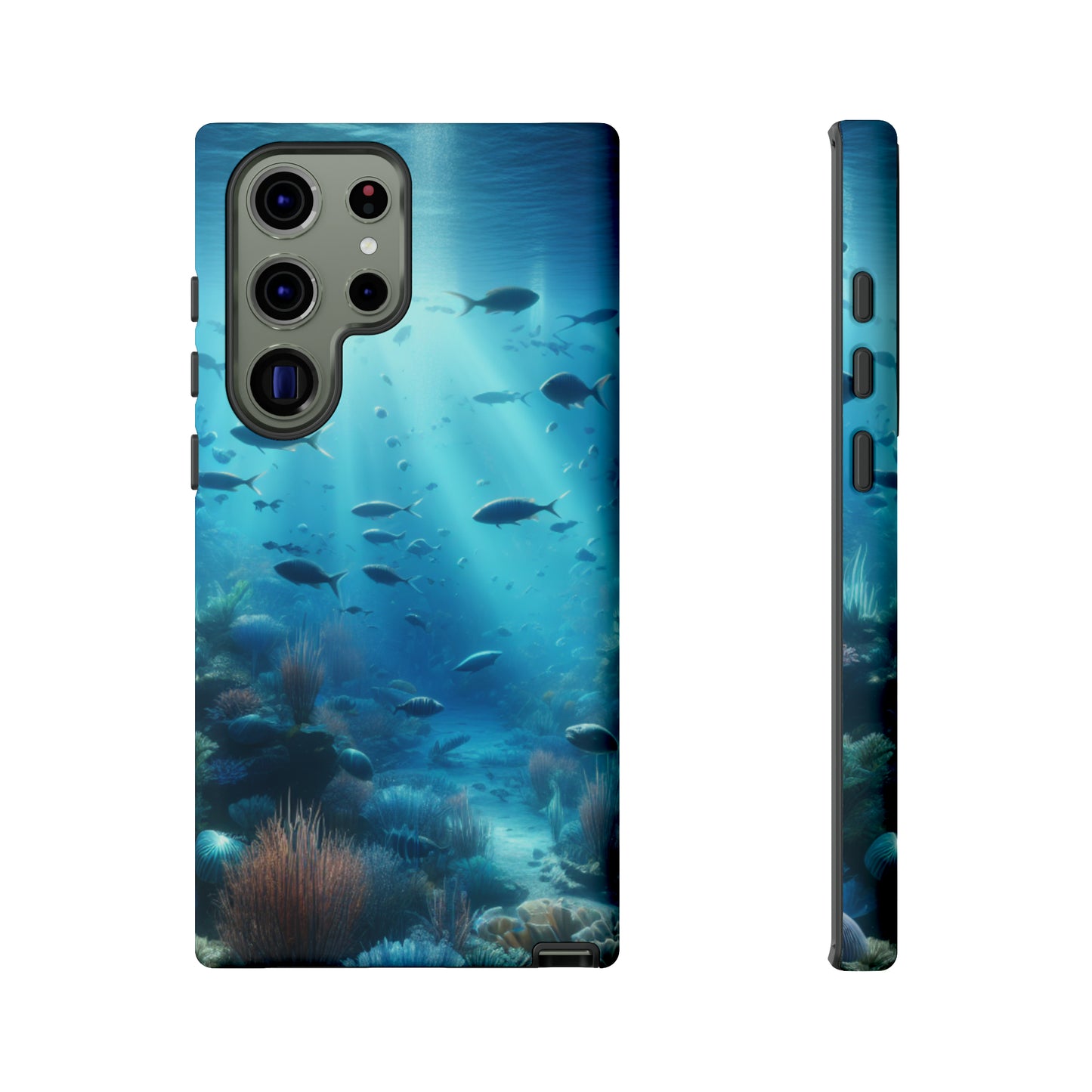 Fish swimming in an ocean Tough phone Cases. Ideal for marine lovers, mom, day, grandparents, birthdays