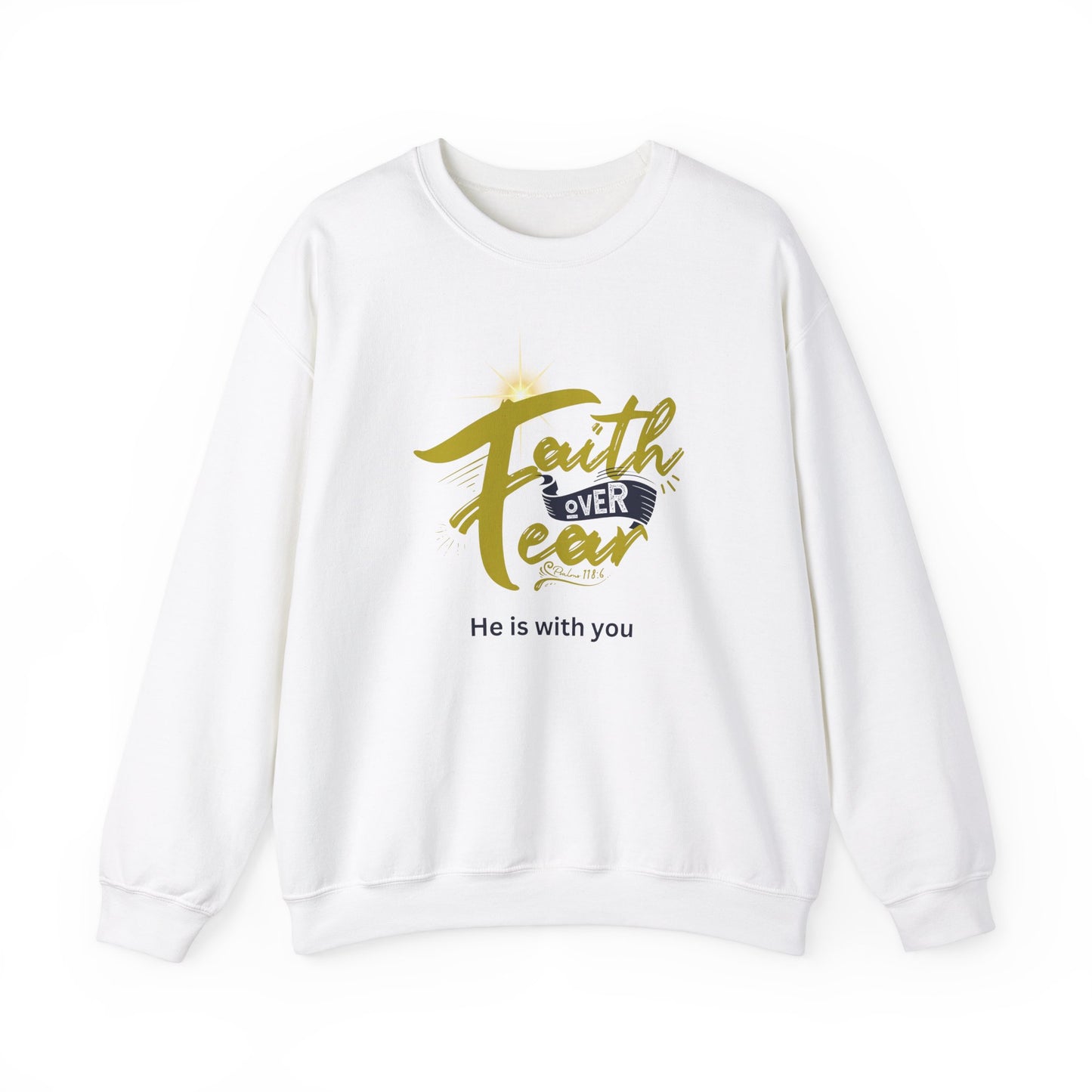 Faith Over Fear Unisex Heavy Blend™ Crewneck Sweatshirt. Great gift for family, friends, and workers.