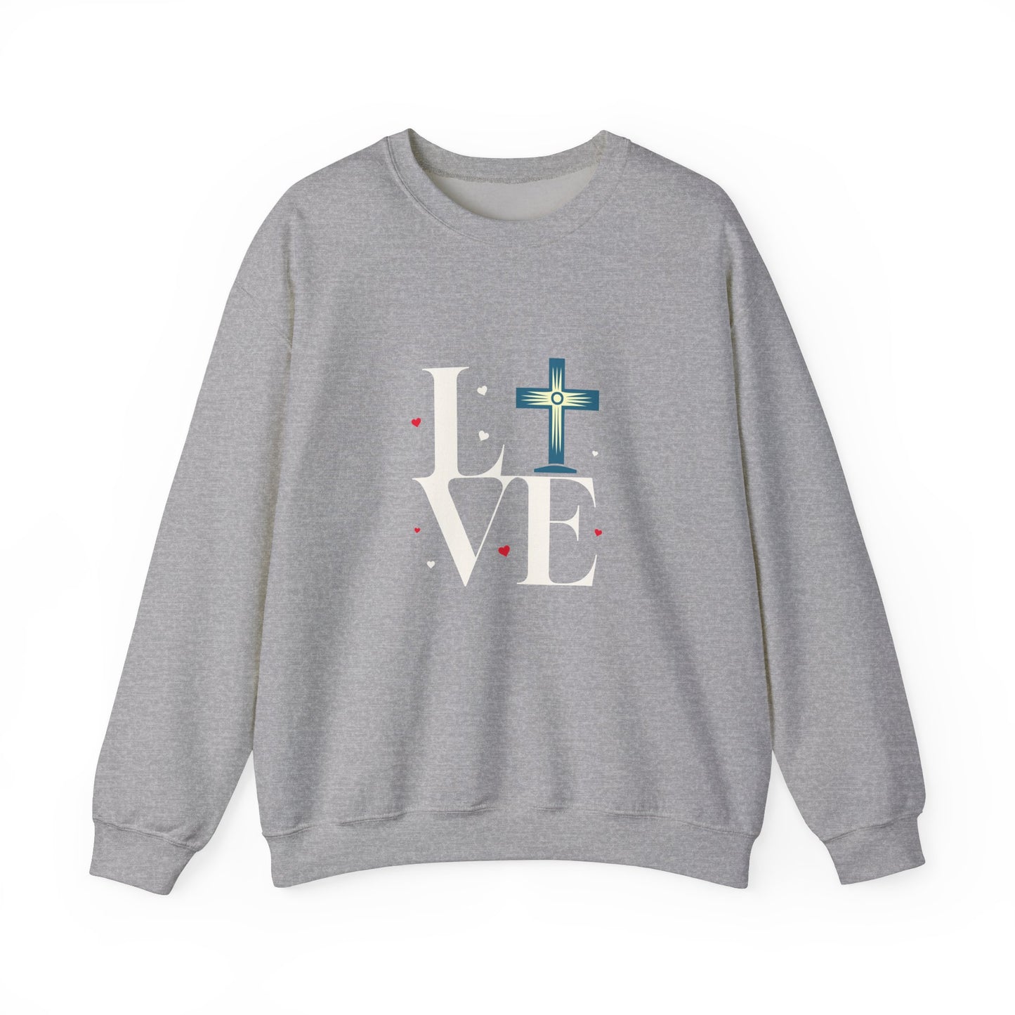 Love Unisex Heavy Blend™ Crewneck Sweatshirt.  An Inspirational gift for mom, dad, friends, church members, office workers