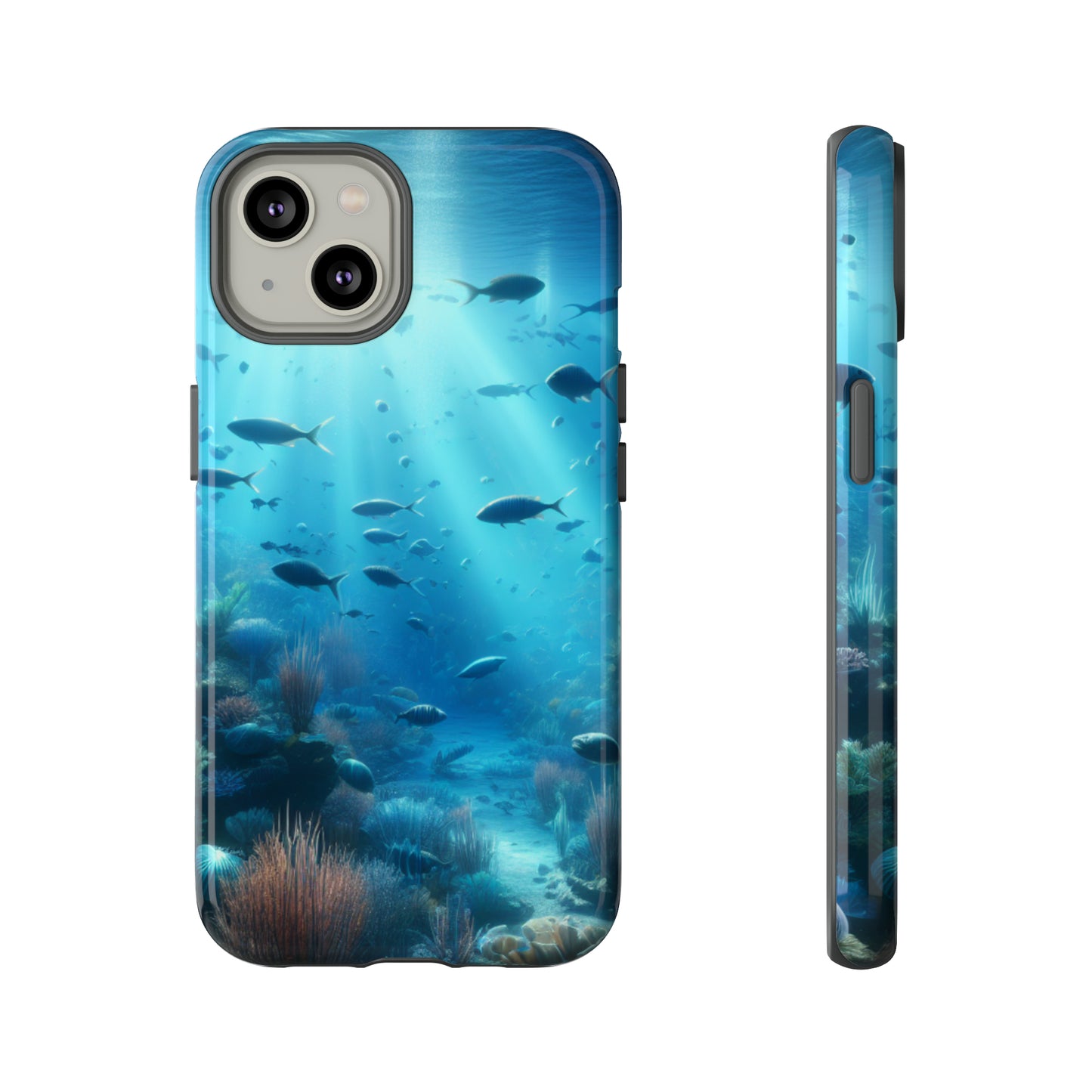 Fish swimming in an ocean Tough phone Cases. Ideal for marine lovers, mom, day, grandparents, birthdays