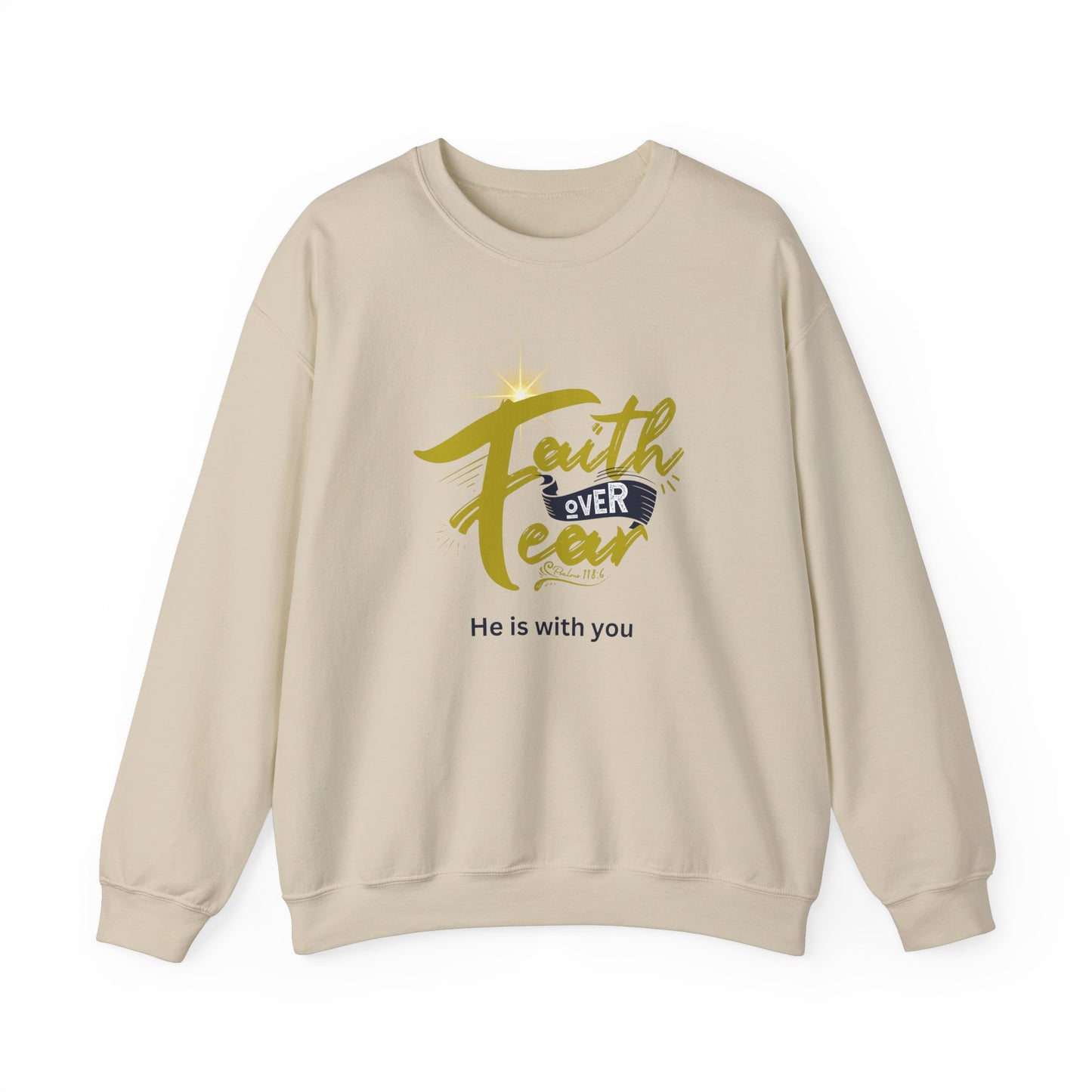 Faith Over Fear Unisex Heavy Blend™ Crewneck Sweatshirt. Great gift for family, friends, and workers.