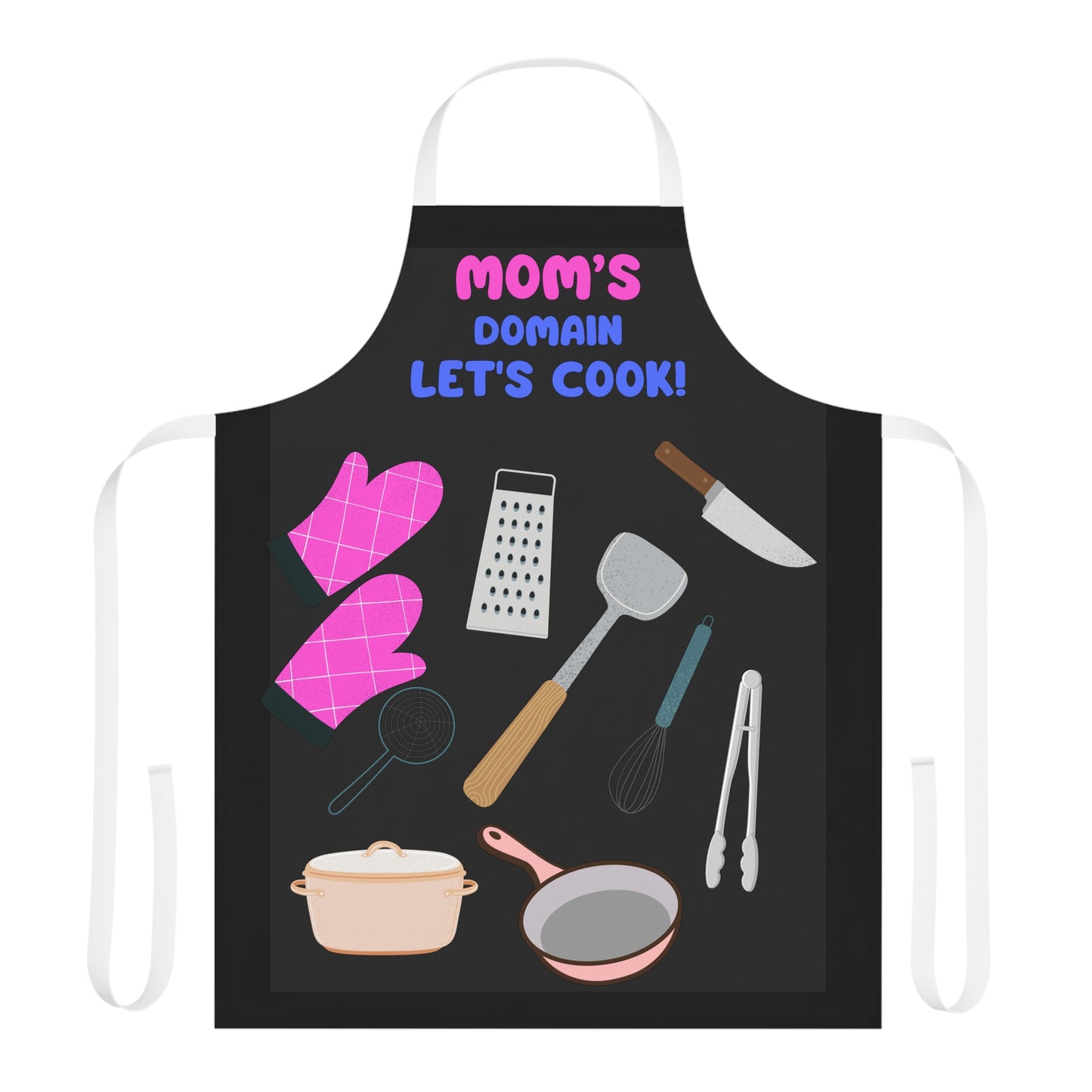 Mom's Domain Apron, 5-Color Straps.  Great gift for Mothers, Grandmothers and Daughters