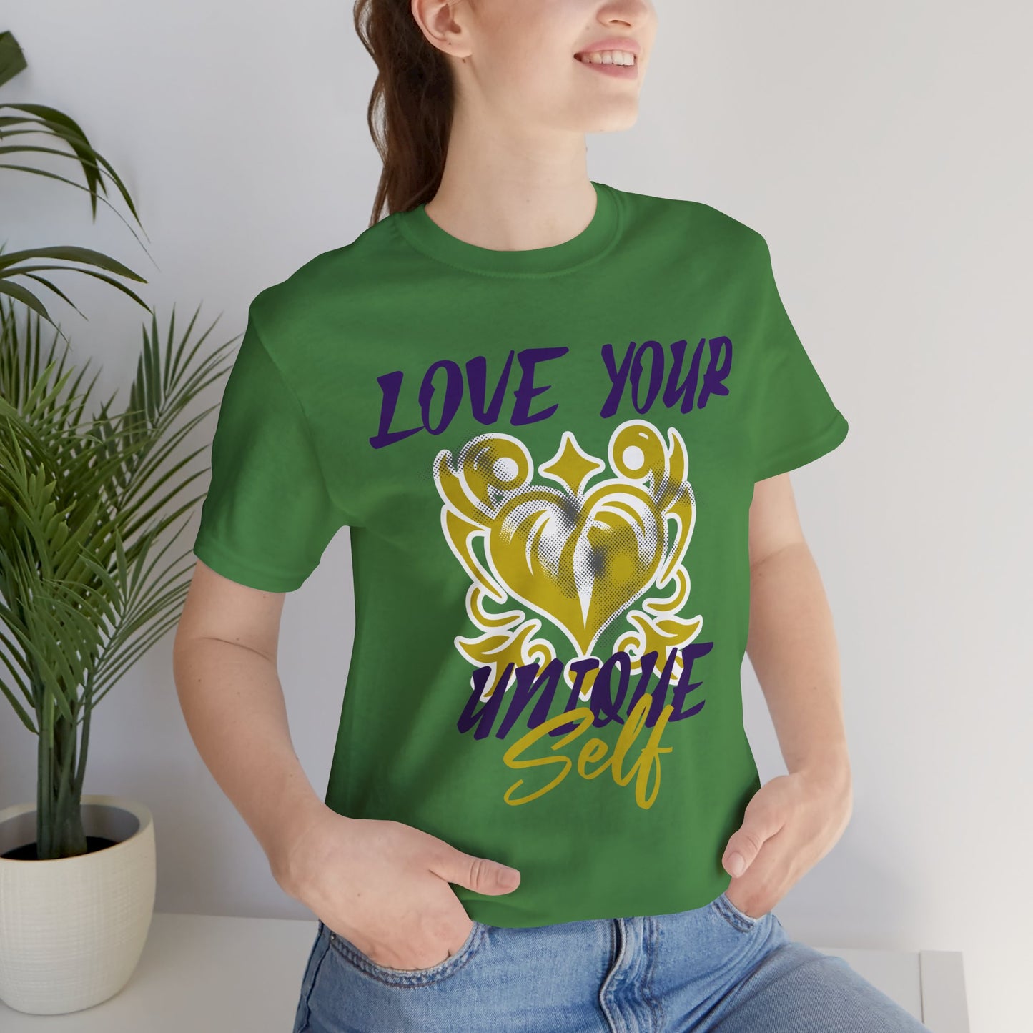 Love Your Unique Self Unisex Jersey Short Sleeve Tee. A great inspirational gift for mothers, daughters, family and friends