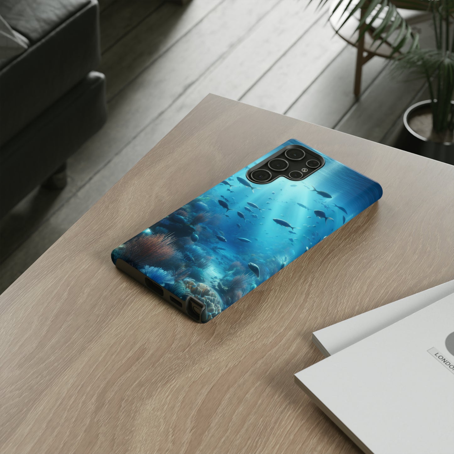 Fish swimming in an ocean Tough phone Cases. Ideal for marine lovers, mom, day, grandparents, birthdays