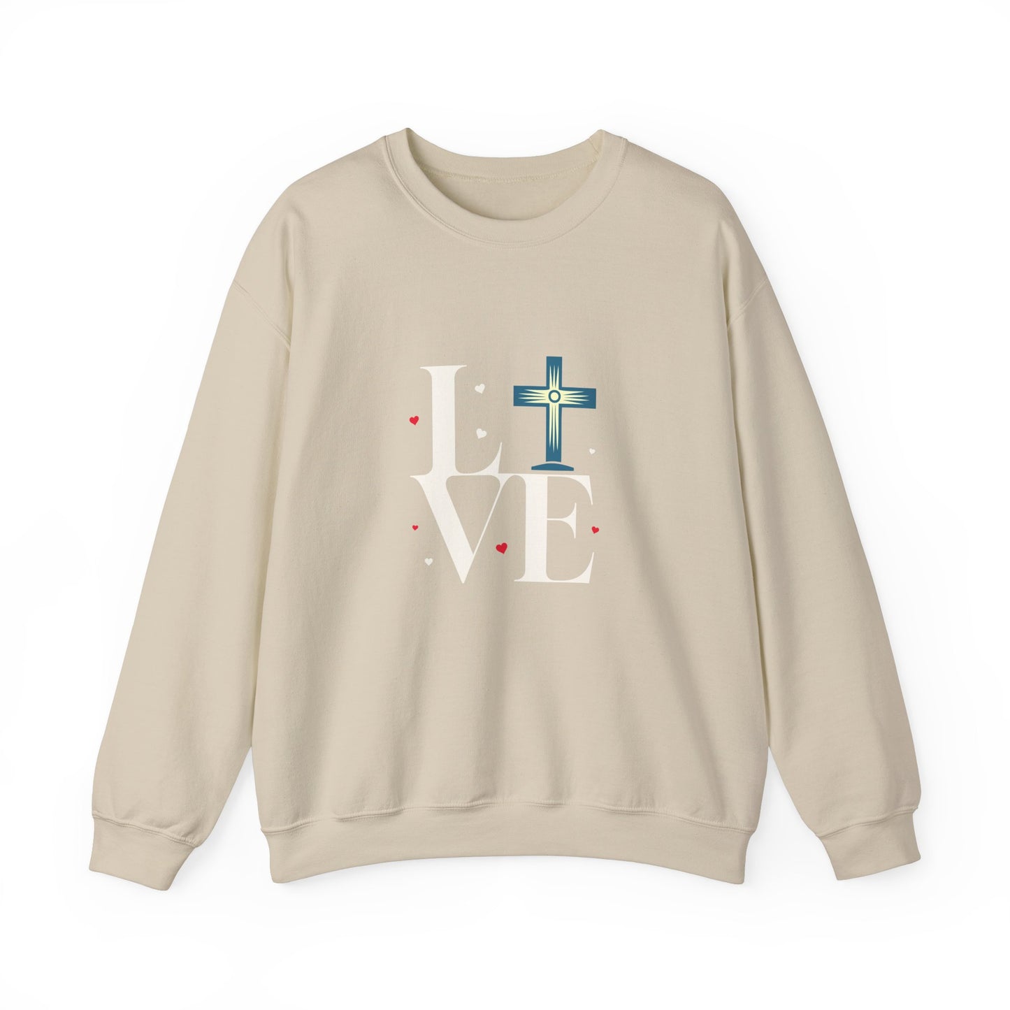 Love Unisex Heavy Blend™ Crewneck Sweatshirt.  An Inspirational gift for mom, dad, friends, church members, office workers