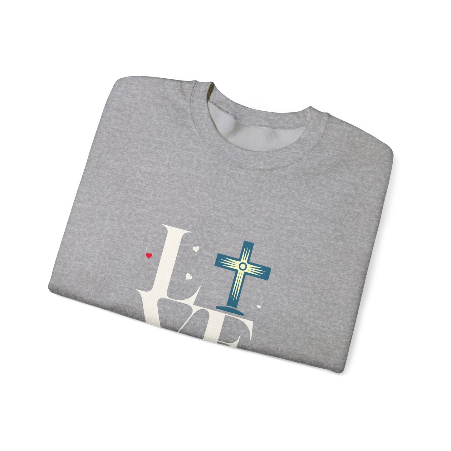 Love Unisex Heavy Blend™ Crewneck Sweatshirt.  An Inspirational gift for mom, dad, friends, church members, office workers