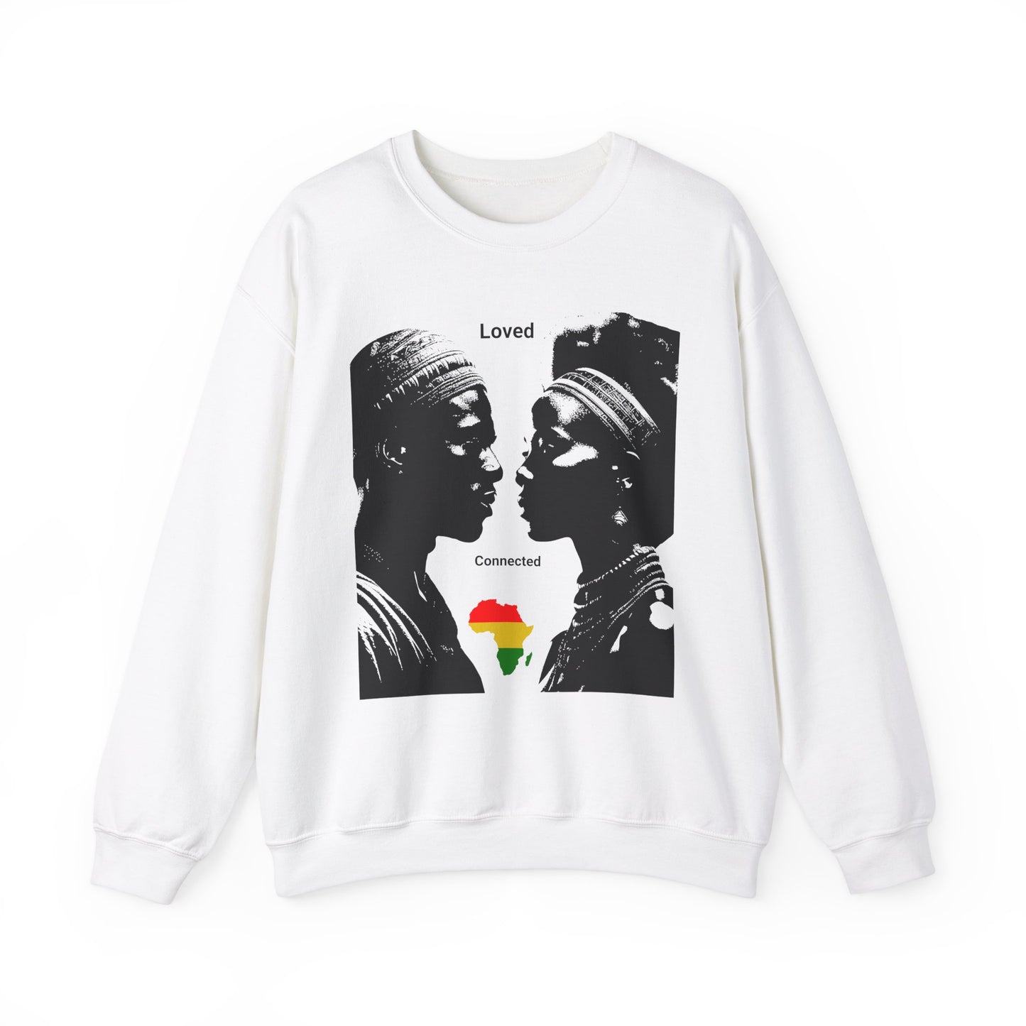 Loved Connected African Couple Unisex Heavy Blend™ Crewneck Sweatshirt. A motivational sweatshirt men, women, cultural