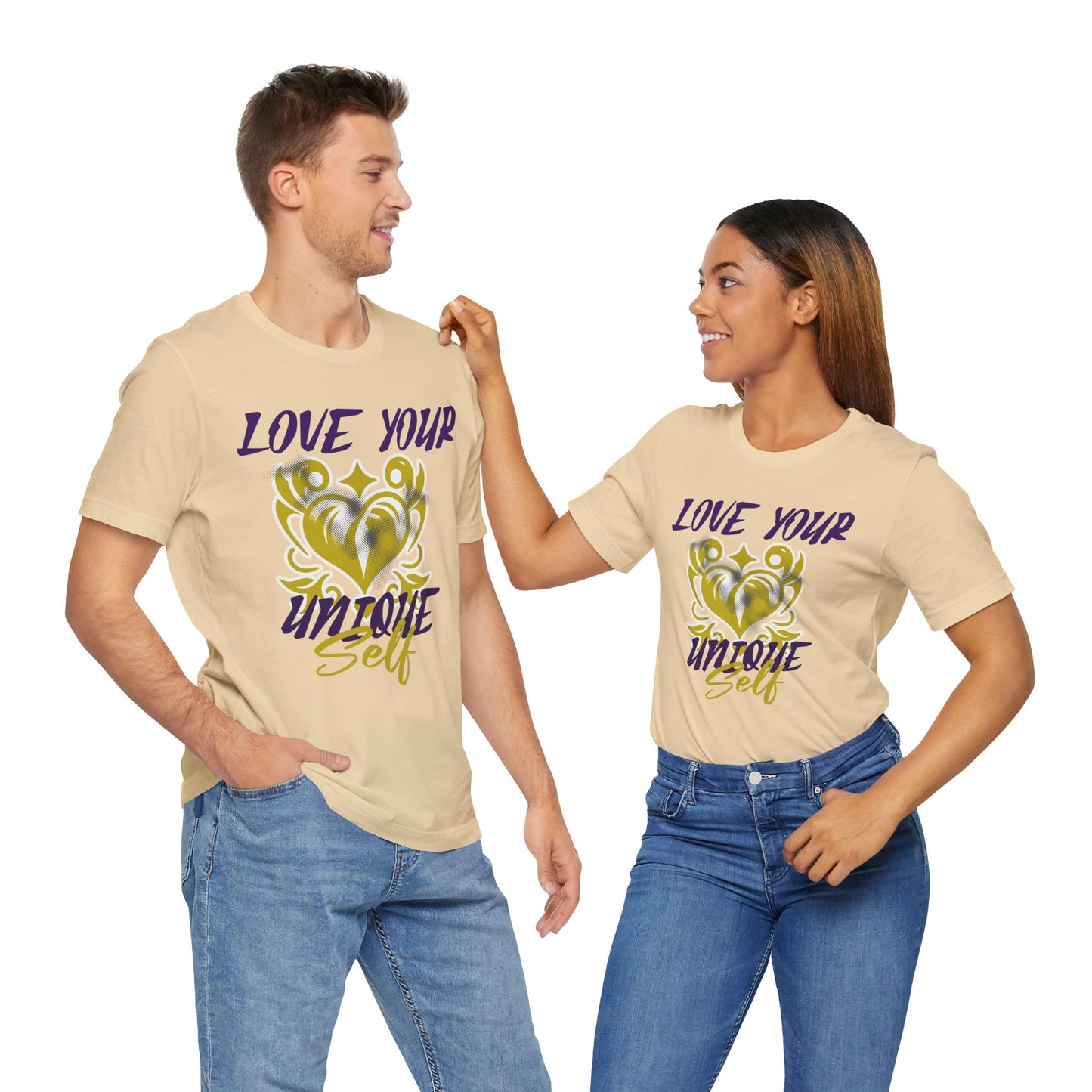 Love Your Unique Self Unisex Jersey Short Sleeve Tee. A great inspirational gift for mothers, daughters, family and friends